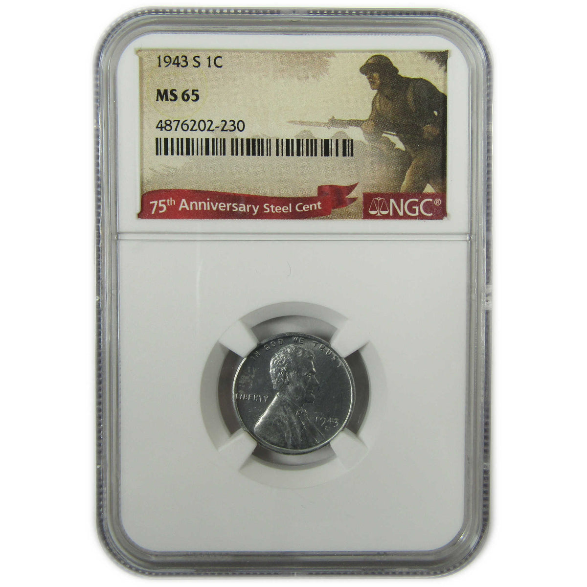 1943 S Lincoln Wheat Steel 1c MS 65 NGC 75th Anniversary SKU:CP1653