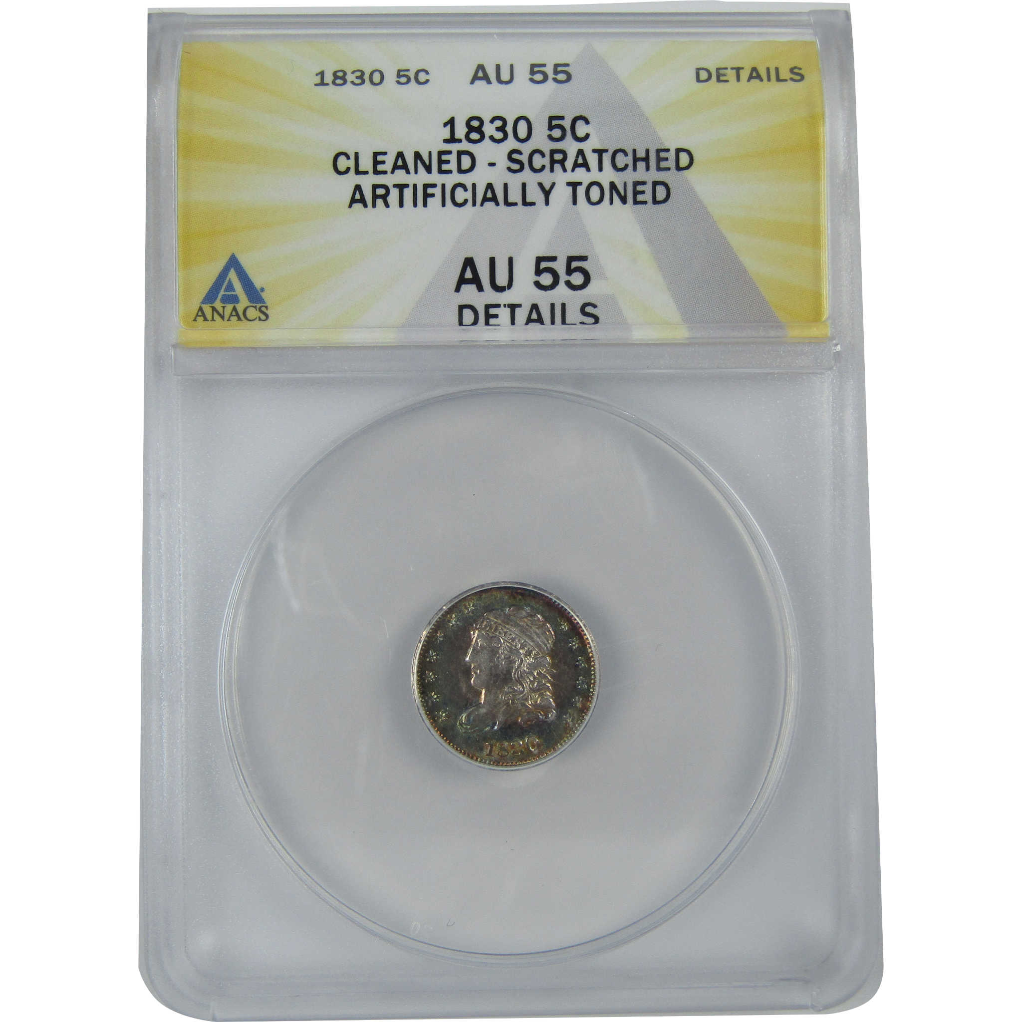 1830 Capped Bust Half Dime AU 55 Details ANACS Silver 5c SKU:I16101