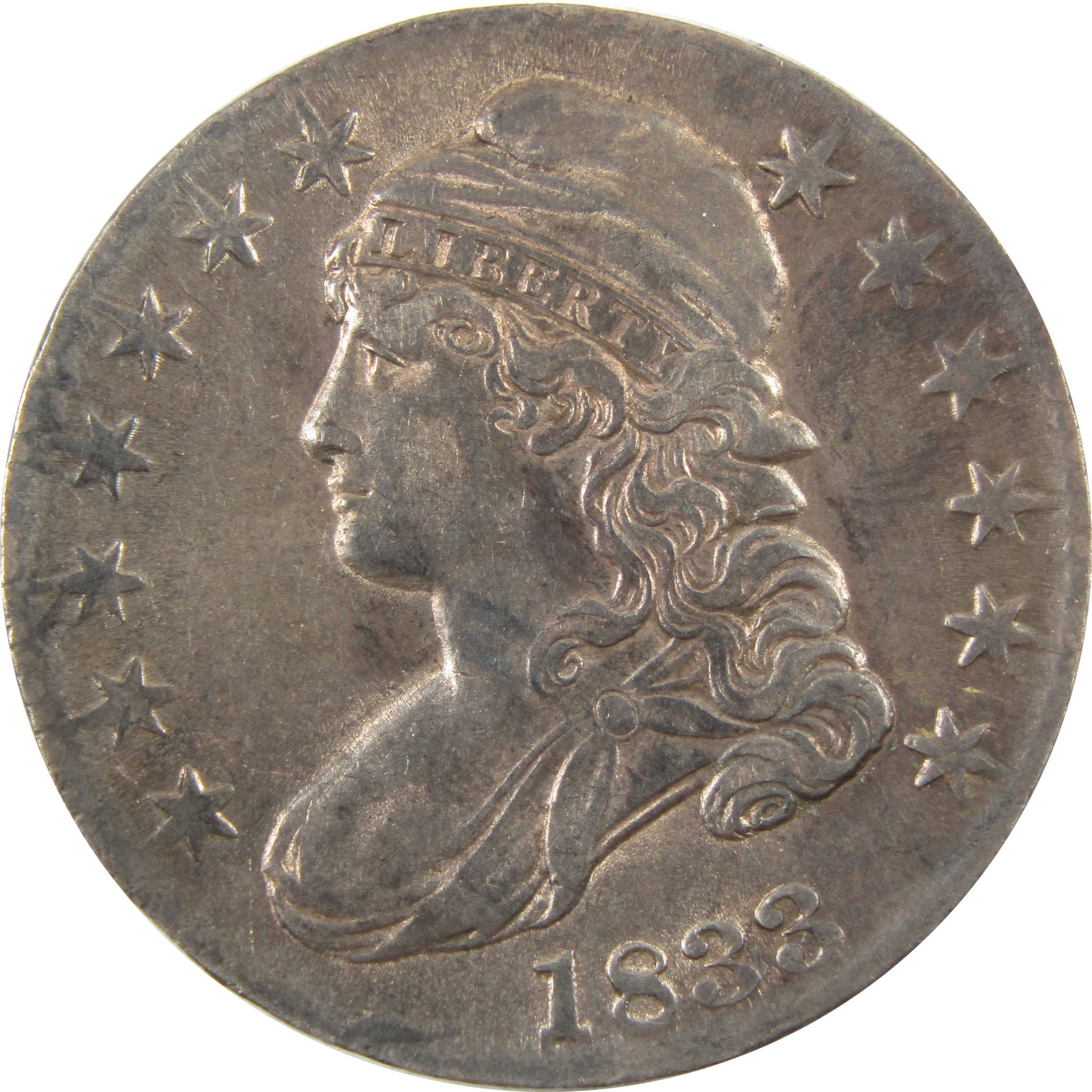 1833 Capped Bust Half Dollar AU 89.24% Silver 50c SKU:I11189