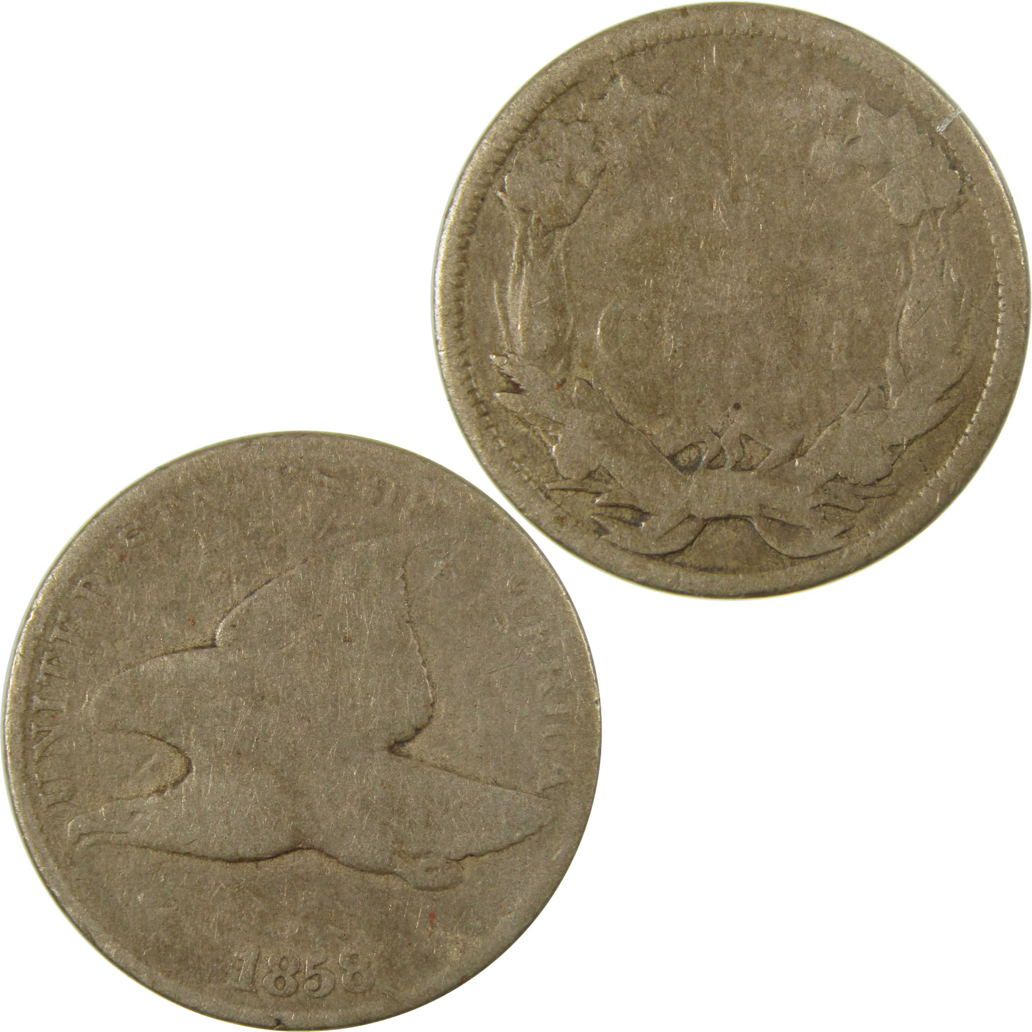 1858 Lg Ltrs Flying Eagle Cent AG About Good Penny 1c Coin SKU:EL27092