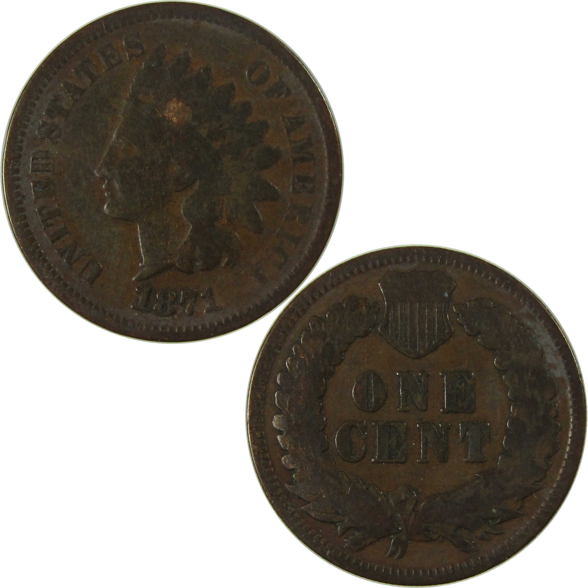 1871 Indian Head Cent AG About Good Penny 1c Coin SKU:I27820