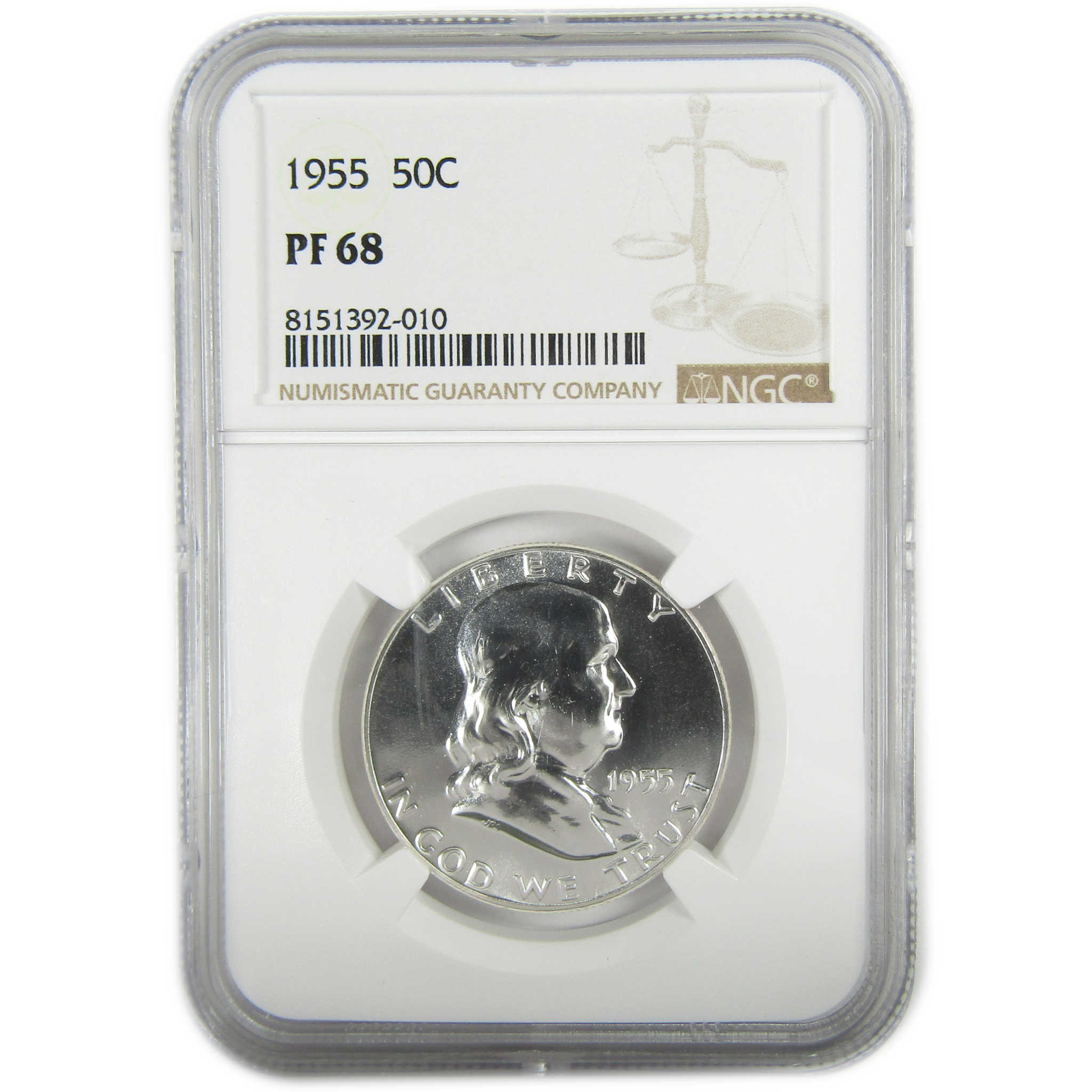 1955 Franklin Silver Half Dollar PF 68 NGC Proof 50c Coin SKU:I27410