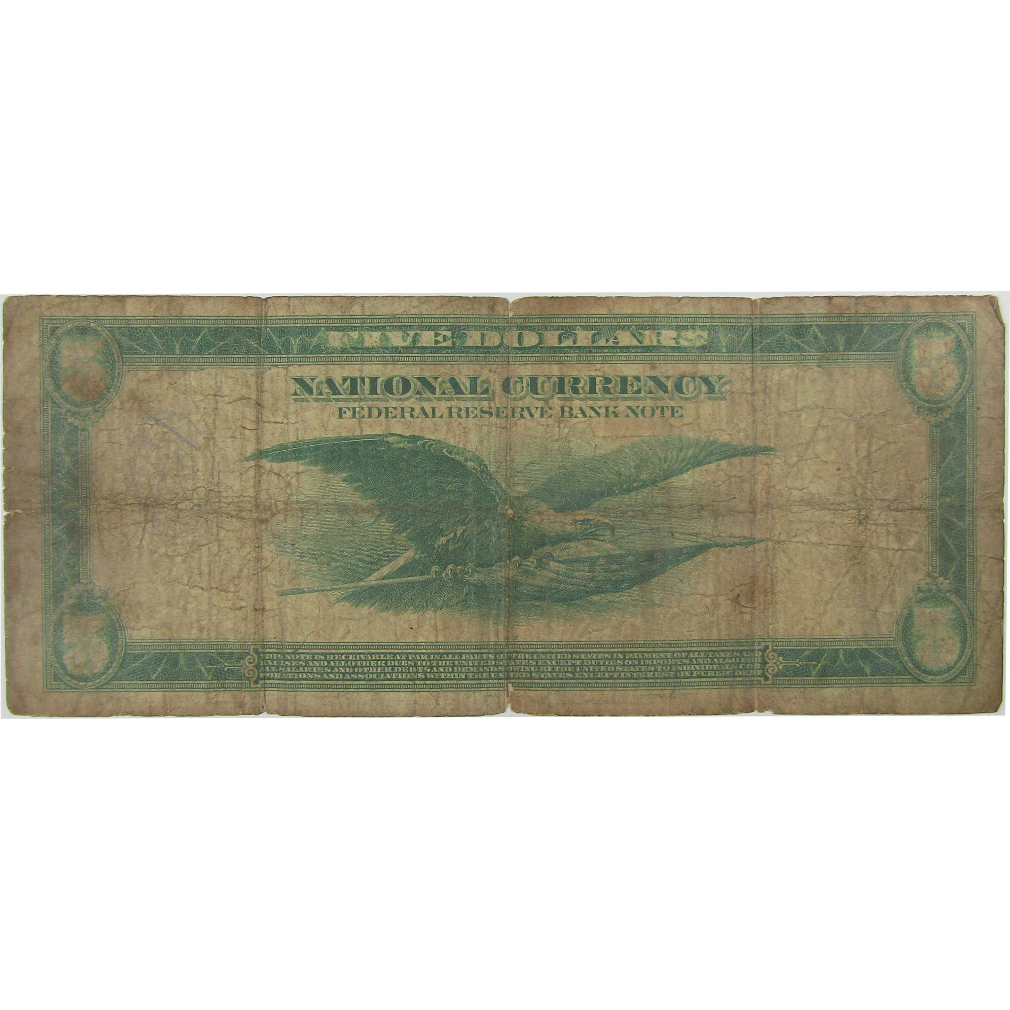1918 $5 Federal Reserve Bank Note Cleveland OH Good SKU:I23178