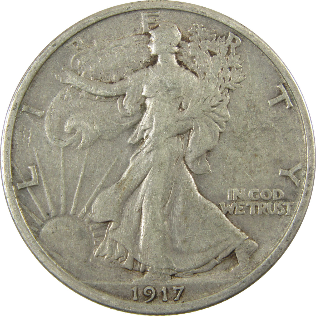 1917 Liberty Walking Silver 50c XF EF Extremely Fine SKU:I29035