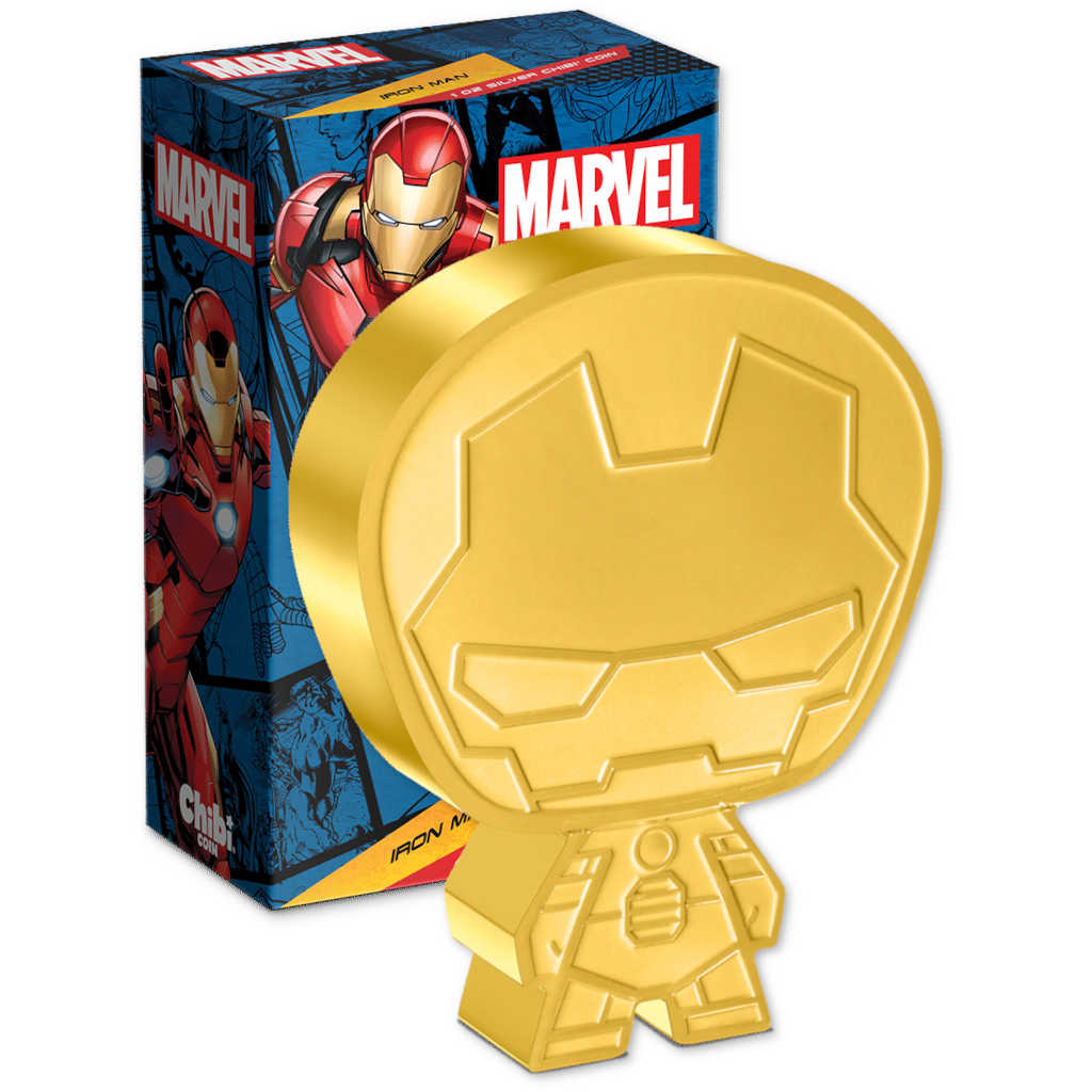 Marvel Iron Man Chibi 1 oz .999 Silver Gilded $2 Proof COA SKU:OPC161