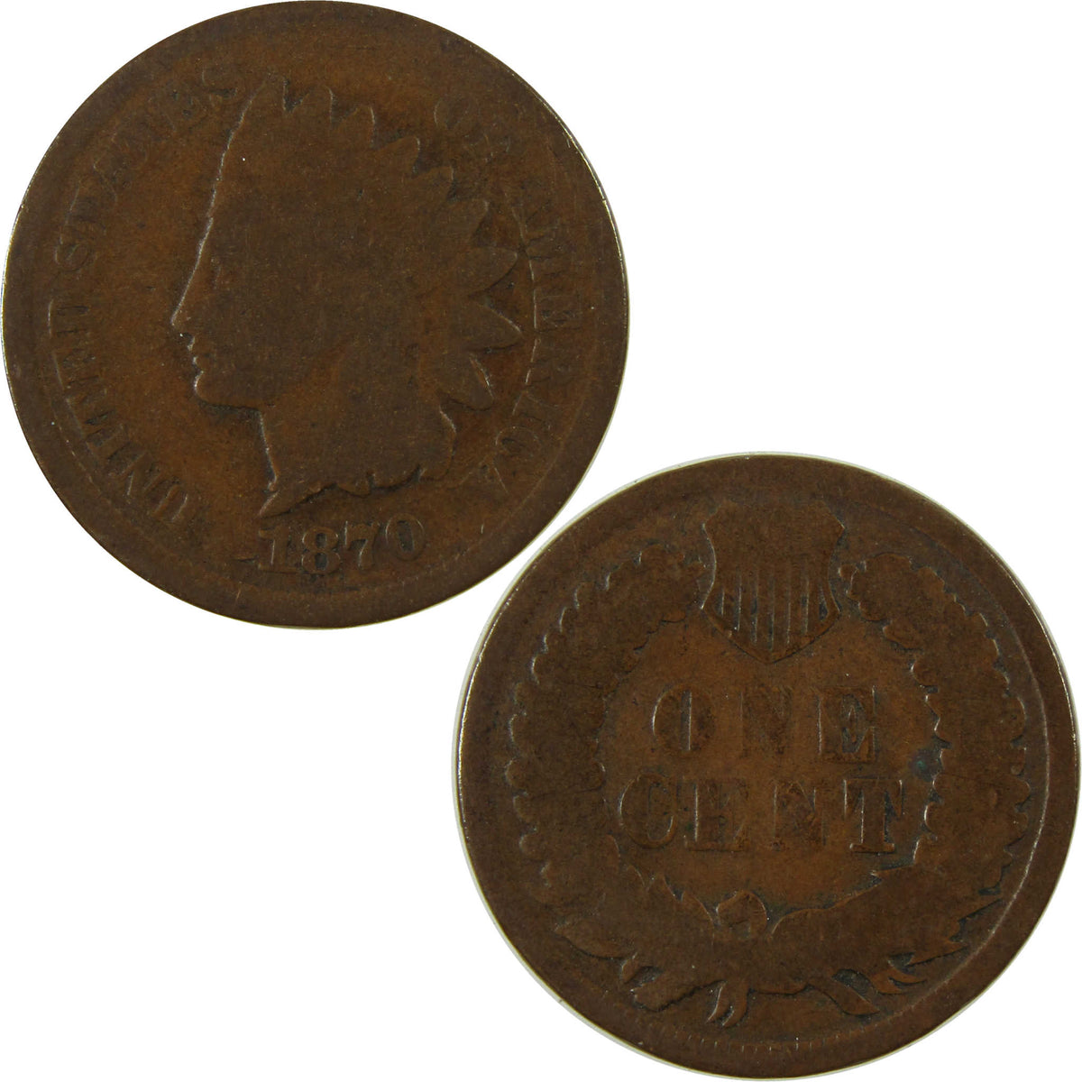 1870 Indian Head Cent G Good Penny 1c Coin Collectible SKU:CP1717