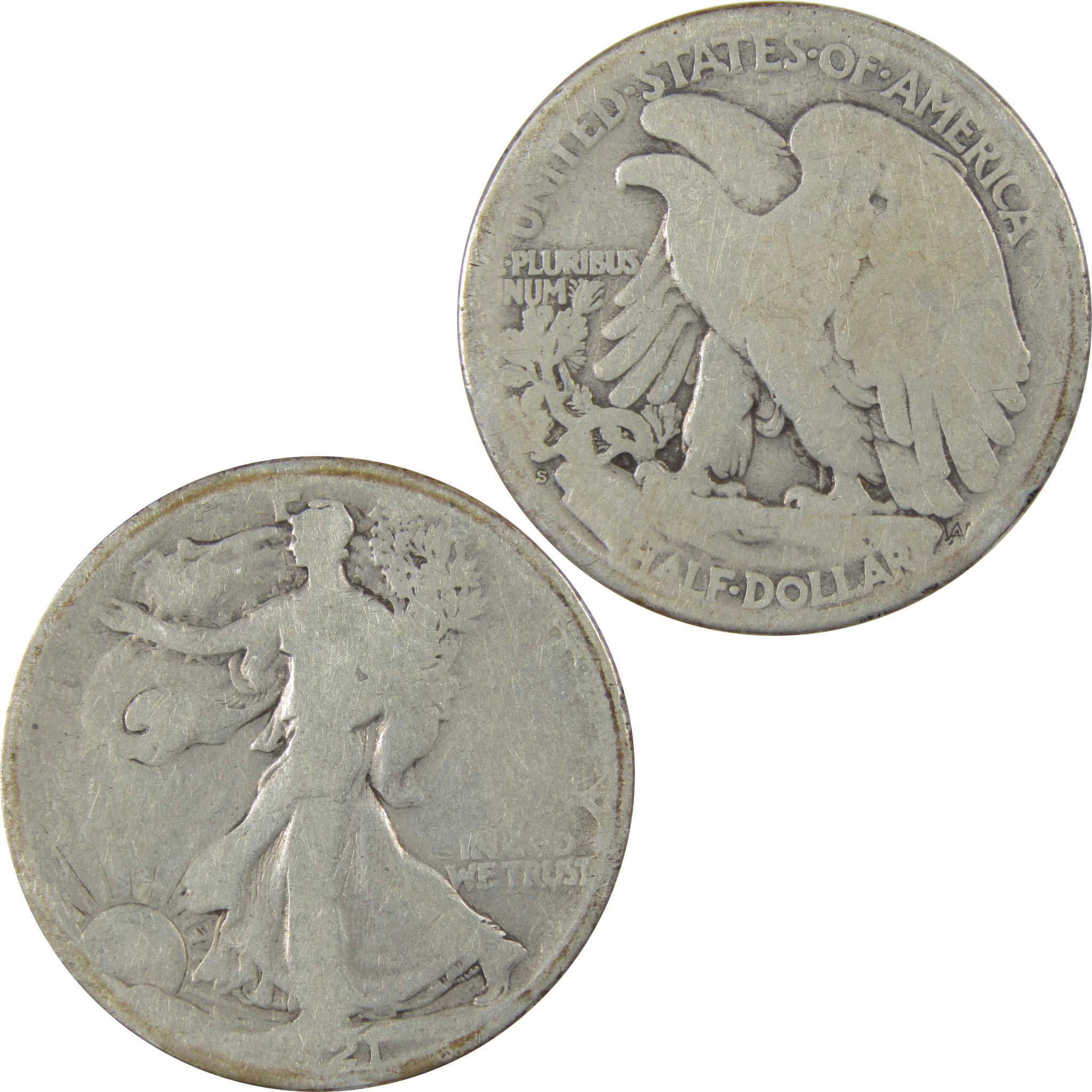 1921 S Liberty Walking Silver Half Dollar AG About Good SKU:I24108