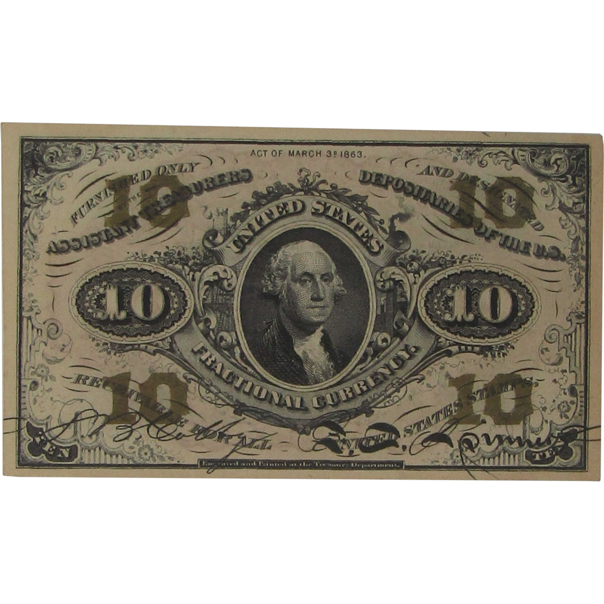10c Fractional Note Third Issue Fr 1251 Choice Uncirculated 64 PMG