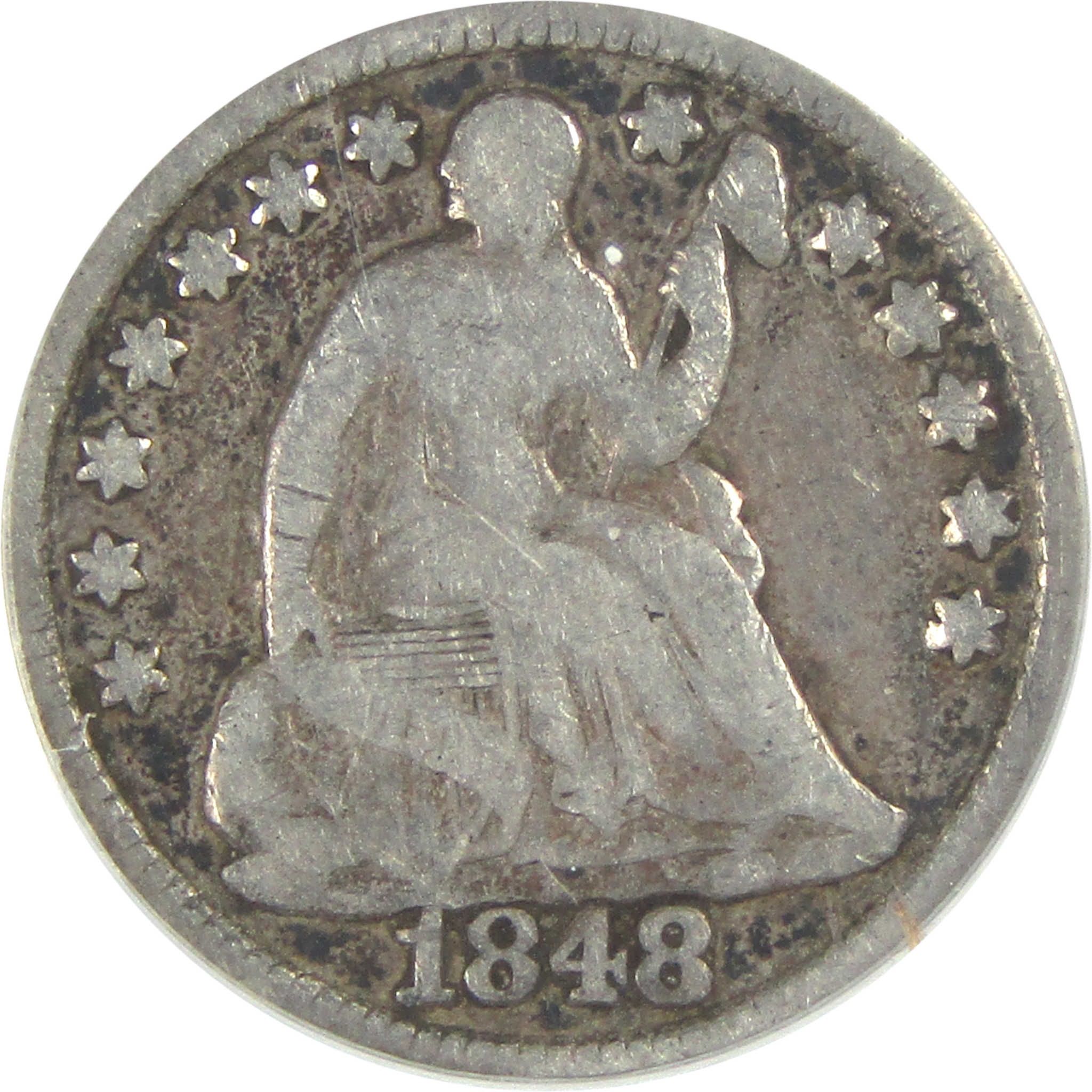 1848 Medium Date Seated Liberty Half Dime G 6 ANACS Silver SKU:I16276