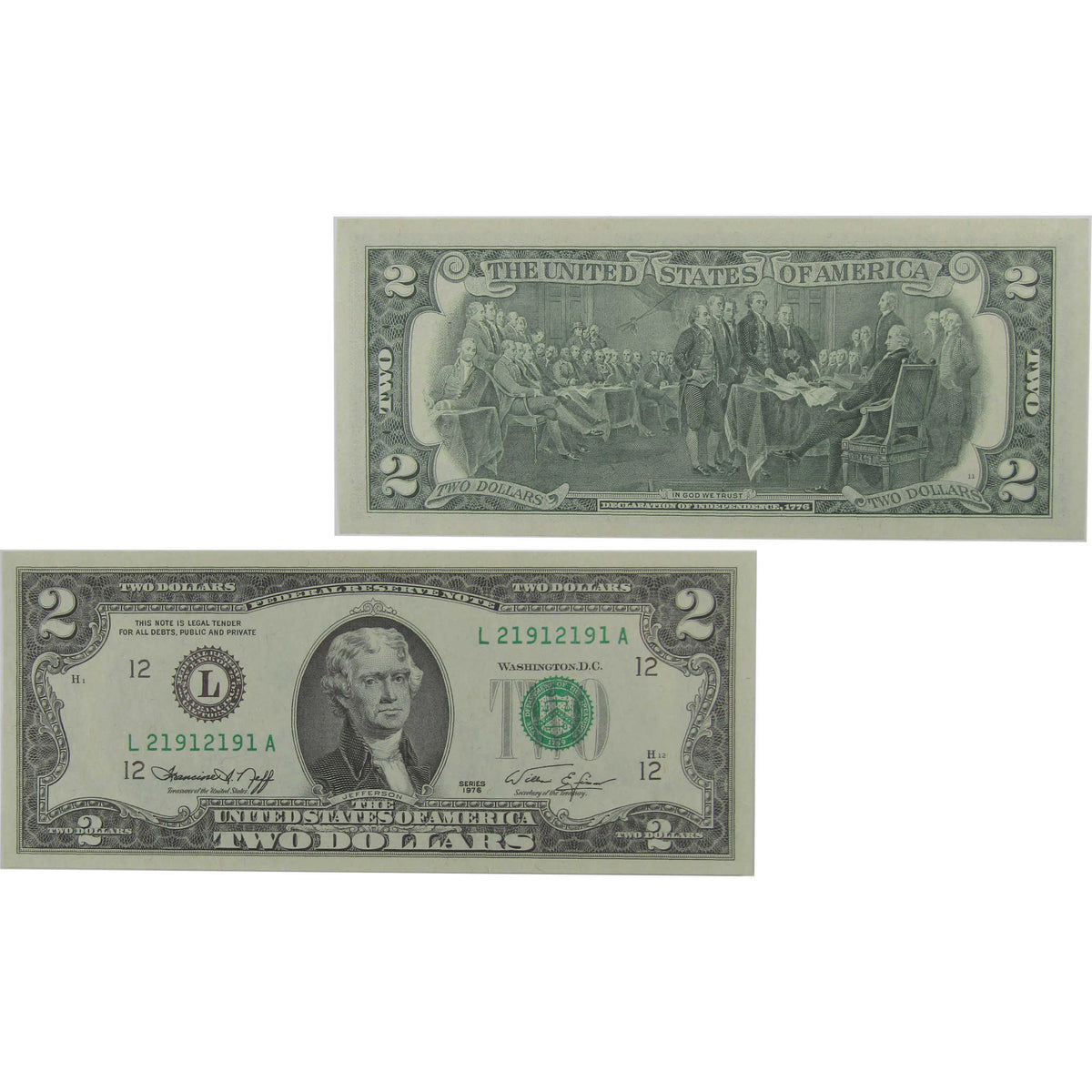 1976 $2 Federal Reserve Repeater Note CCU Choice Crisp Uncirculated