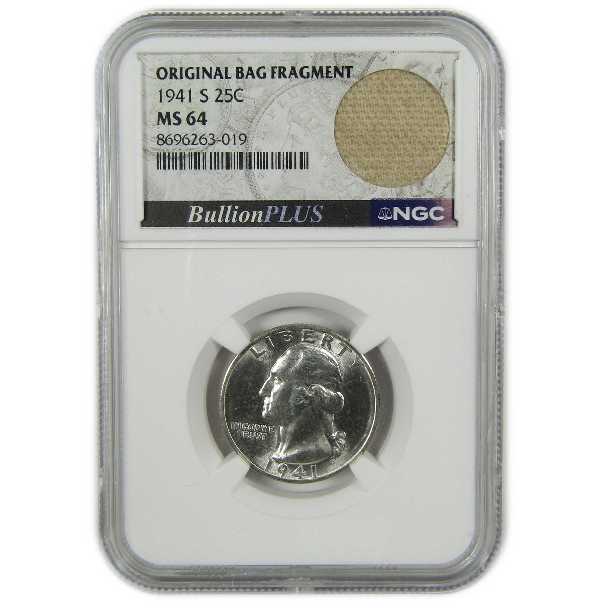 1941 S Washington Silver 25c MS 64 NGC Bag Fragment SKU:I28702
