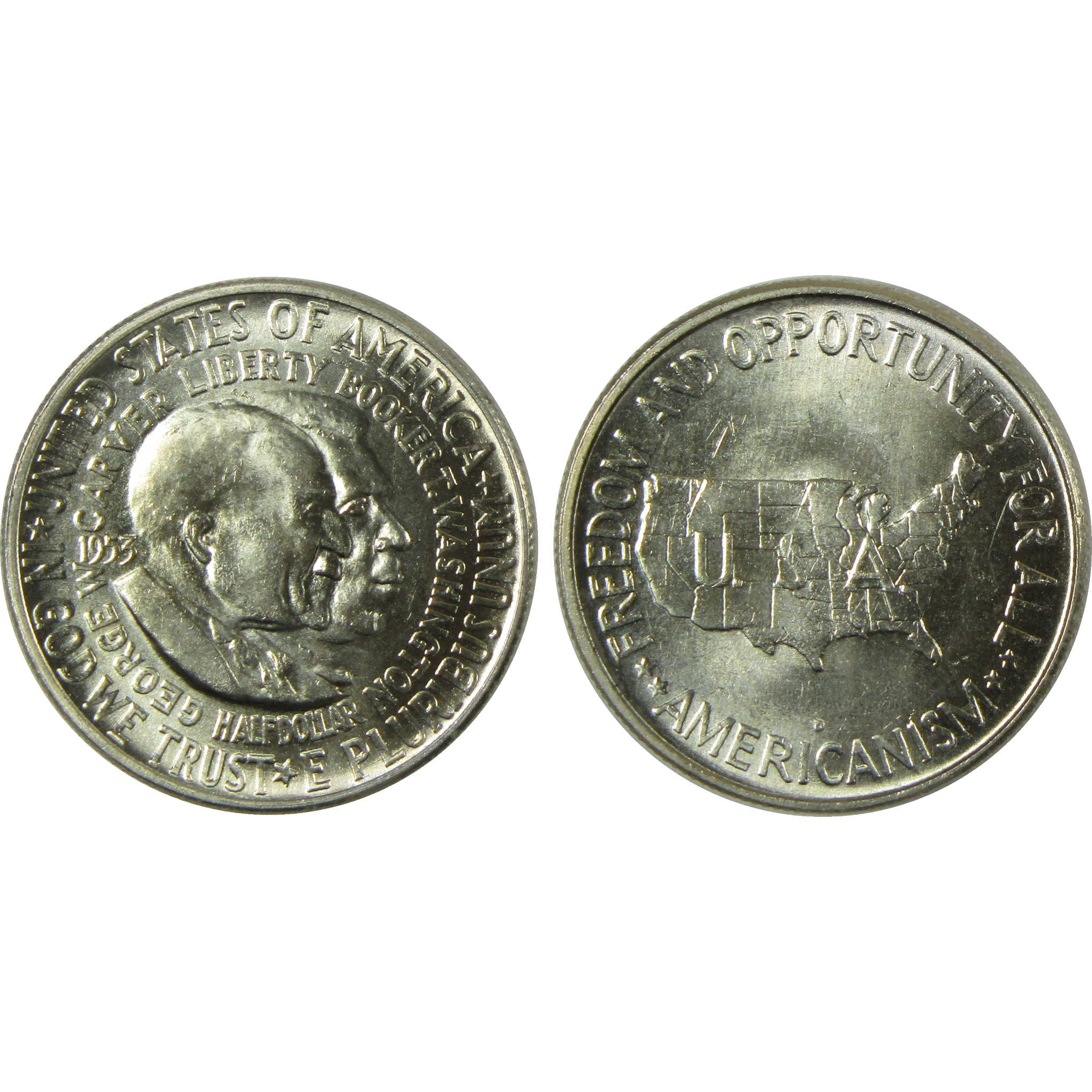1953 PDS Washington-Carver 50c 3 Coin All-Mint Set BU Choice Unc