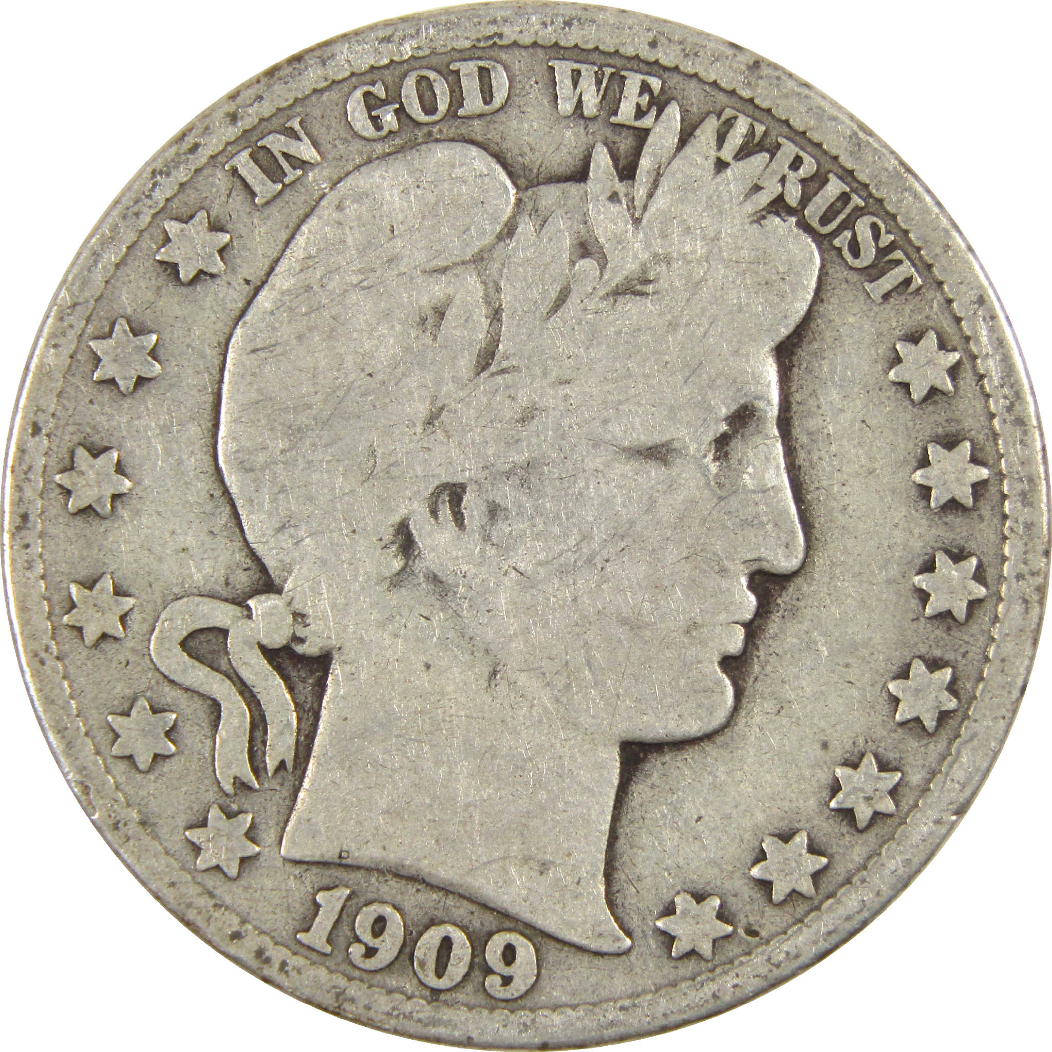 1909 S Barber Half Dollar G Good Silver 50c Coin