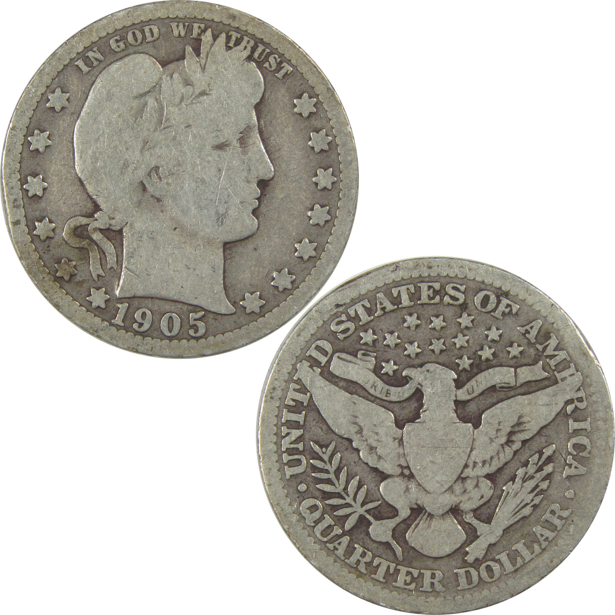 1905 Barber Quarter G Good Details Silver 25c Coin SKU:I21805