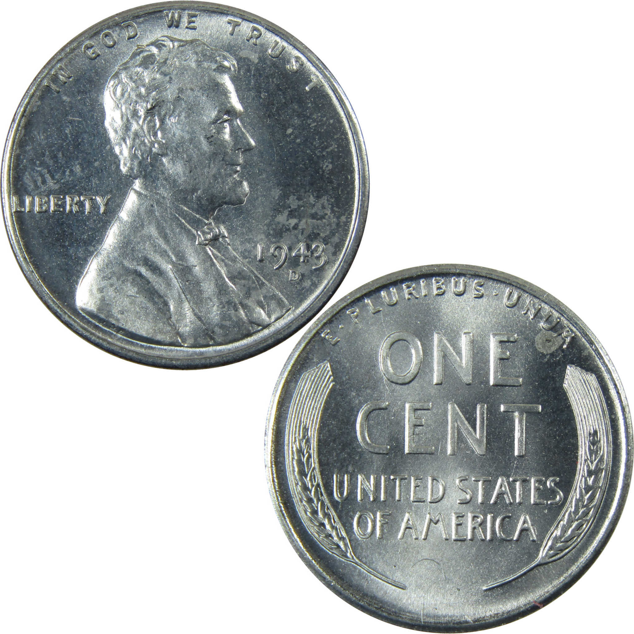 1943 D Lincoln Wheat Steel Cent Uncirculated Penny 1c Coin SKU:I28333