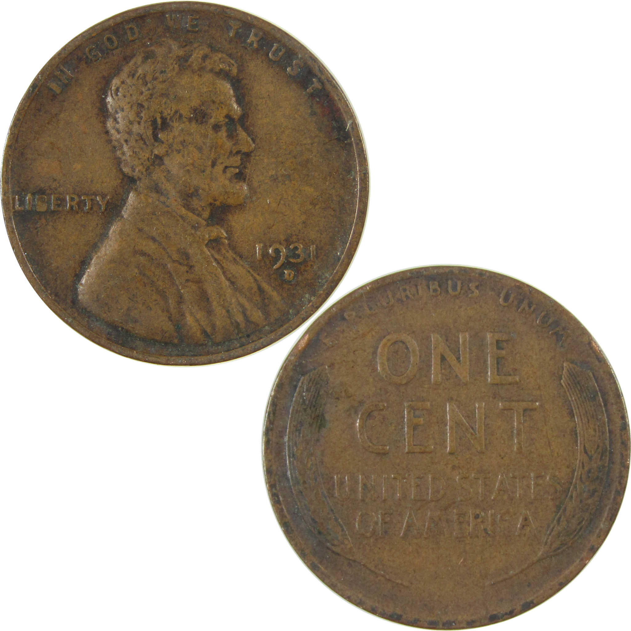 1931 D Lincoln Wheat Cent F Fine Penny 1c Coin Collectible SKU:I26804