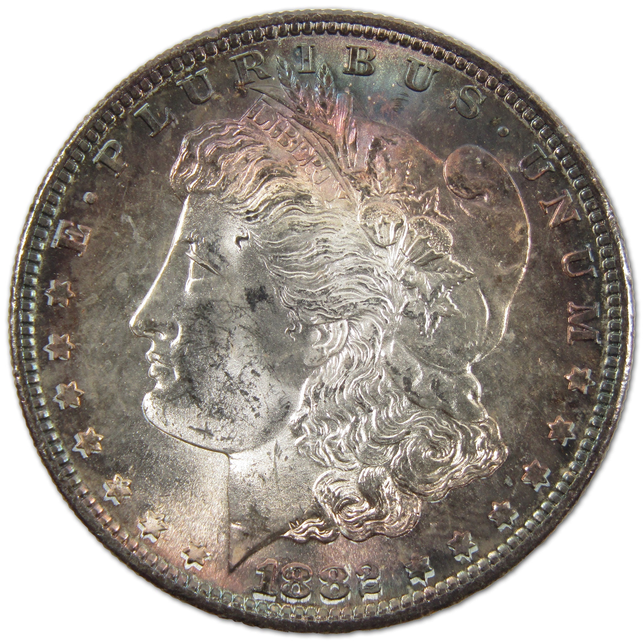 1882 S Morgan Dollar BU Uncirculated Silver $1 Coin Toned SKU:I10612