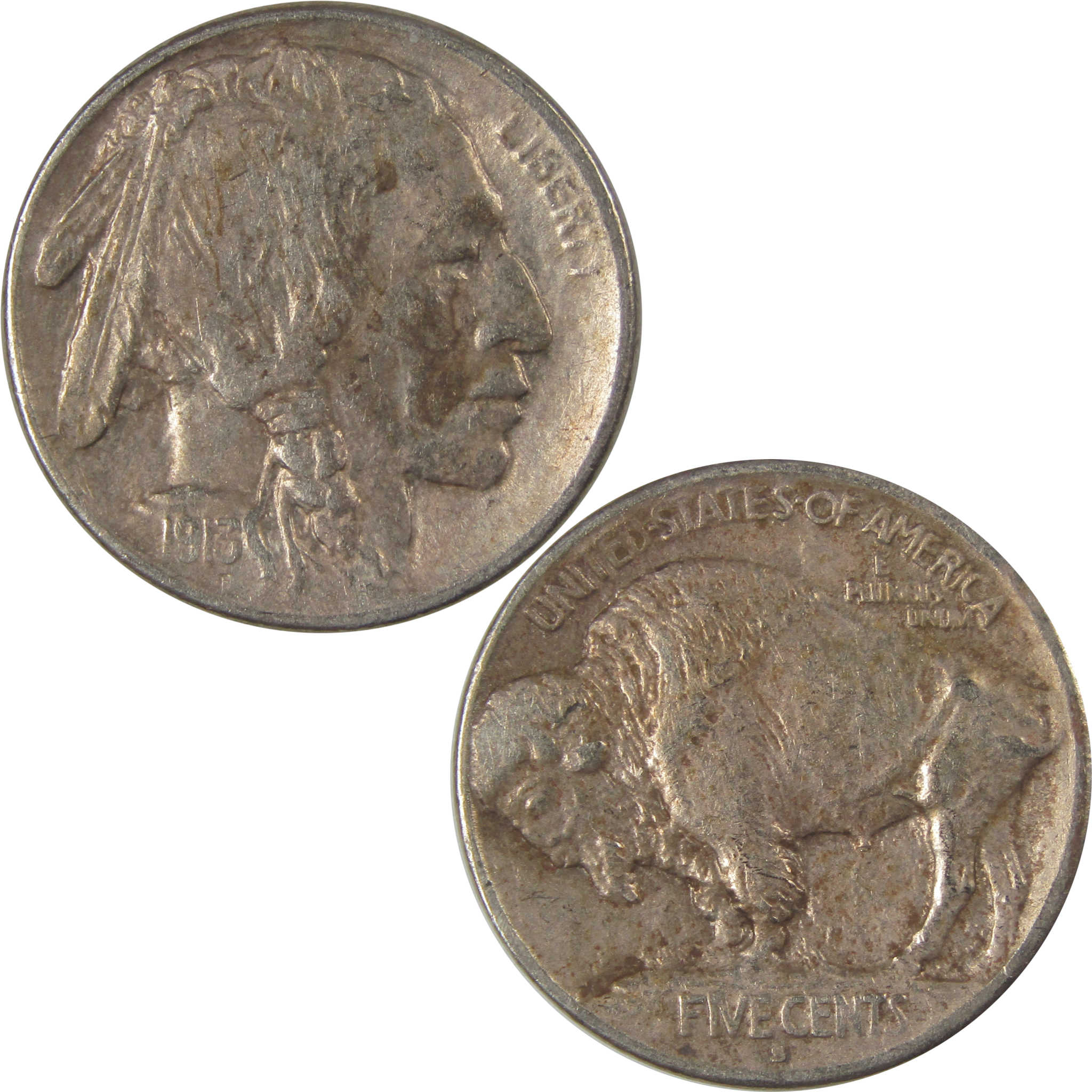 1913 S Type 1 Buffalo Nickel VF Very Fine Details 5c Coin SKU:I22877