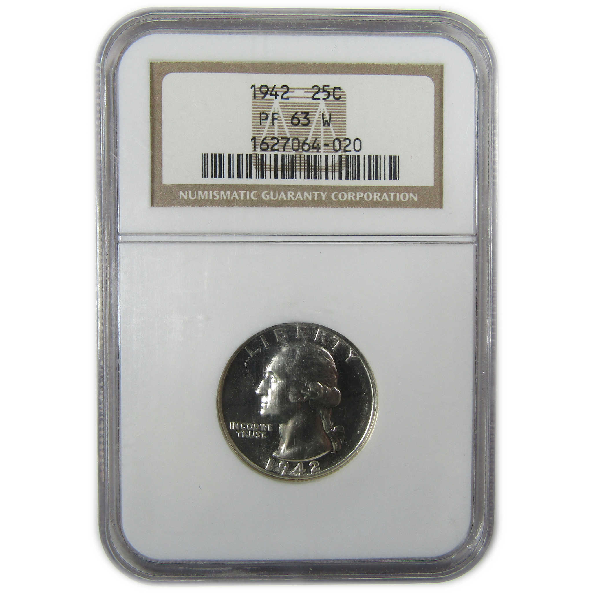 1942 Washington Silver Quarter PF 63 W NGC Proof 25c Coin SKU:CP1567