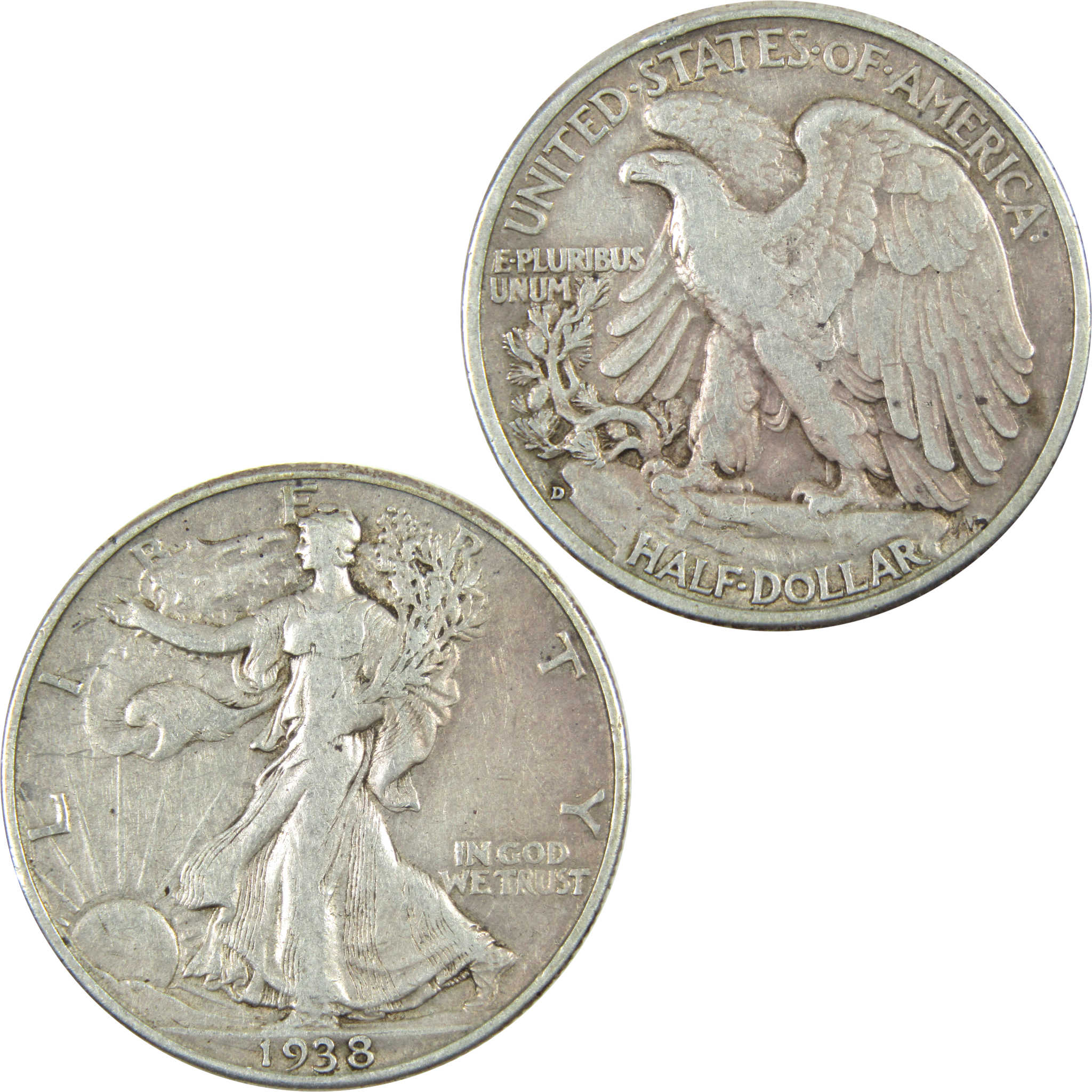 1938 D Liberty Walking Half AU About Uncirculated Silver SKU:I14548