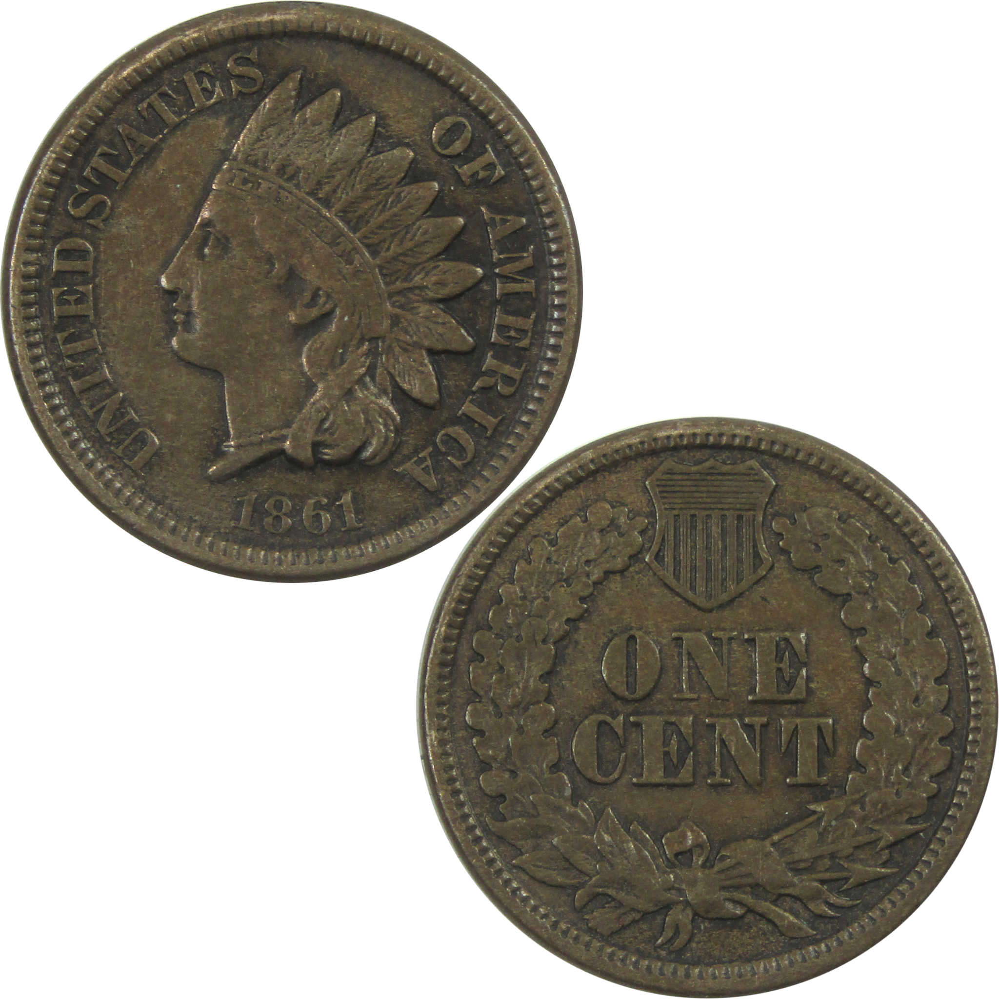 1861 Indian Head Cent VF Very Fine Details Copper-Nickel SKU:I15318