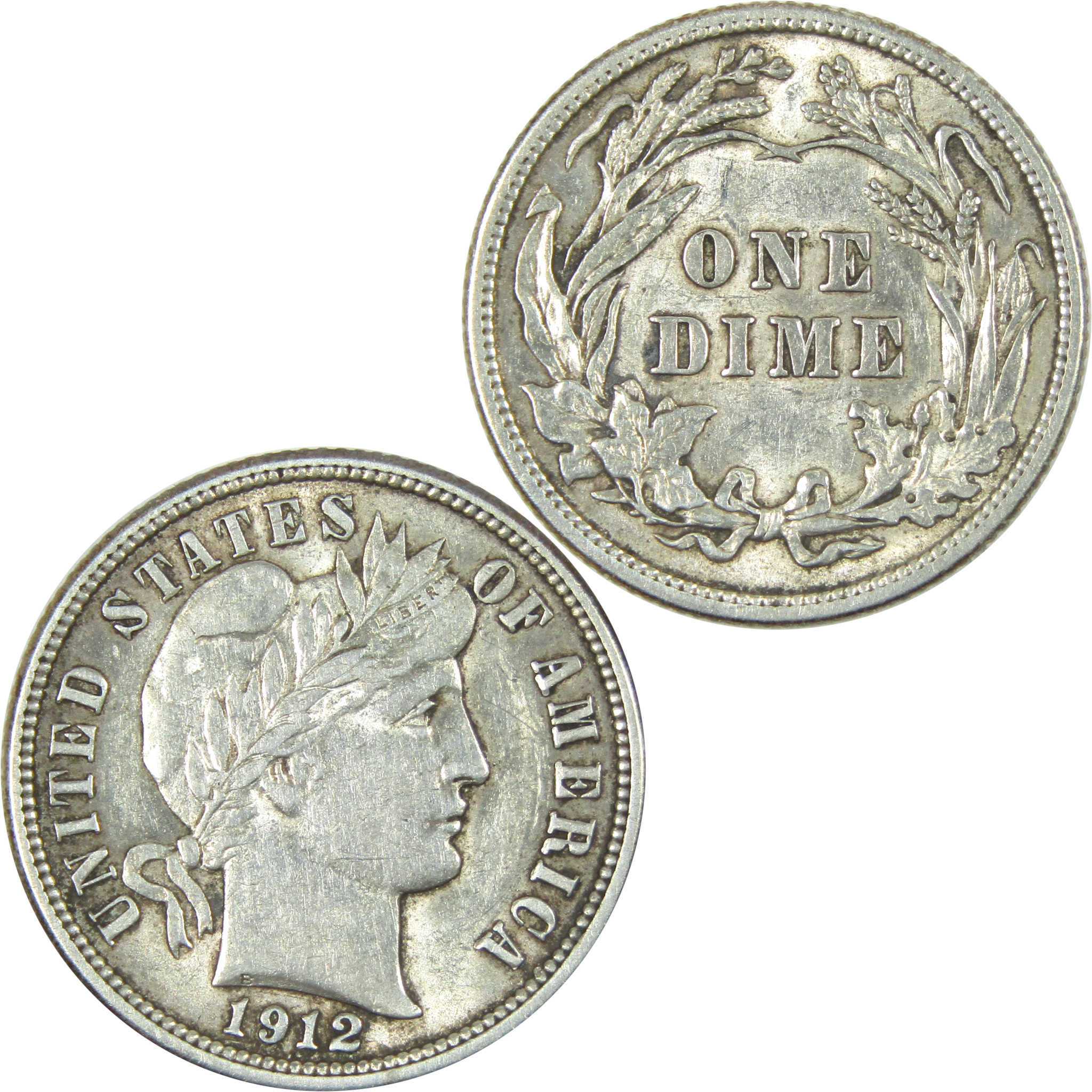 1912 Barber Dime Borderline Uncirculated Silver 10c Coin SKU:I15178