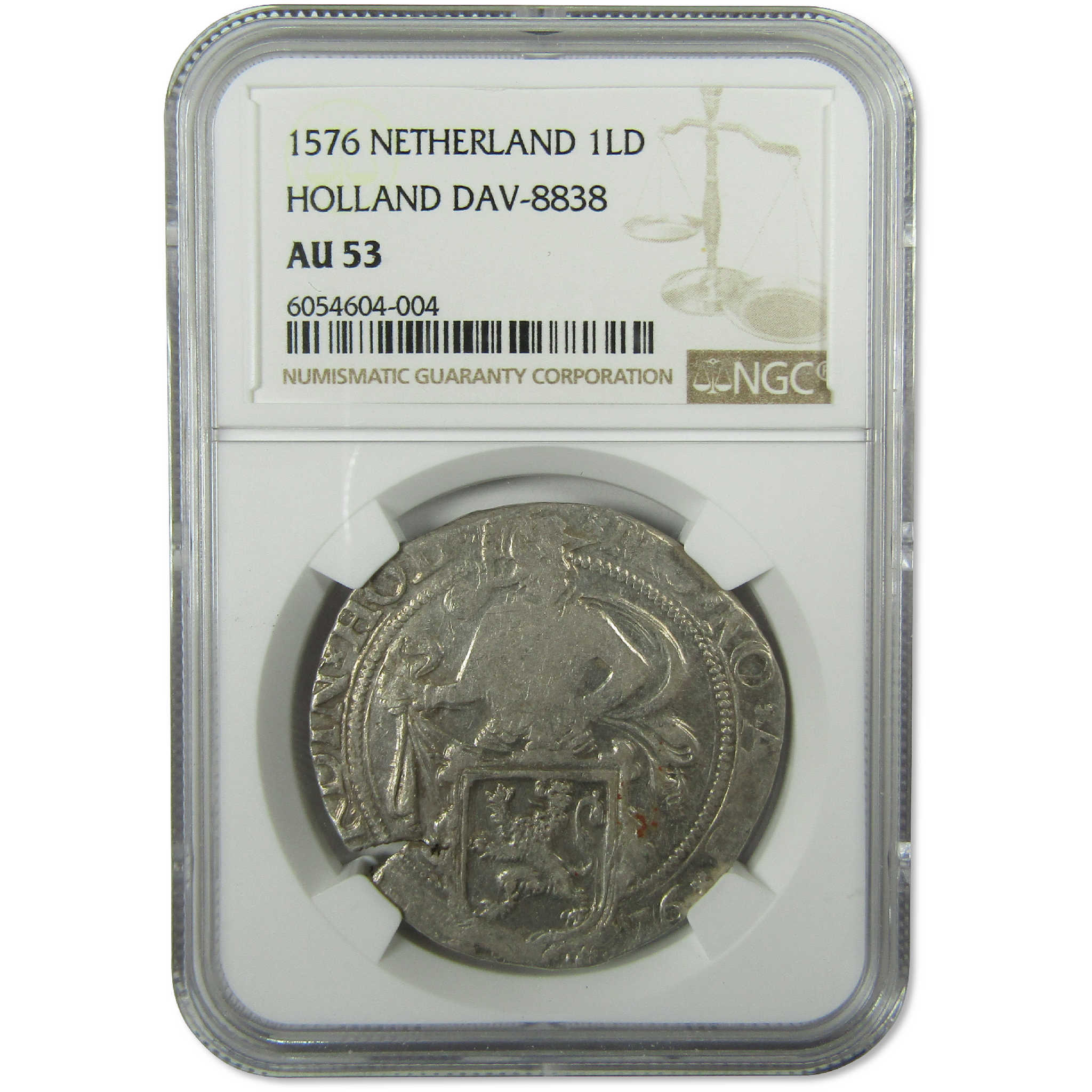 1576 Netherlands Lion Daalder Holland DAV-8838 AU 53 NGC SKU:CPC0577