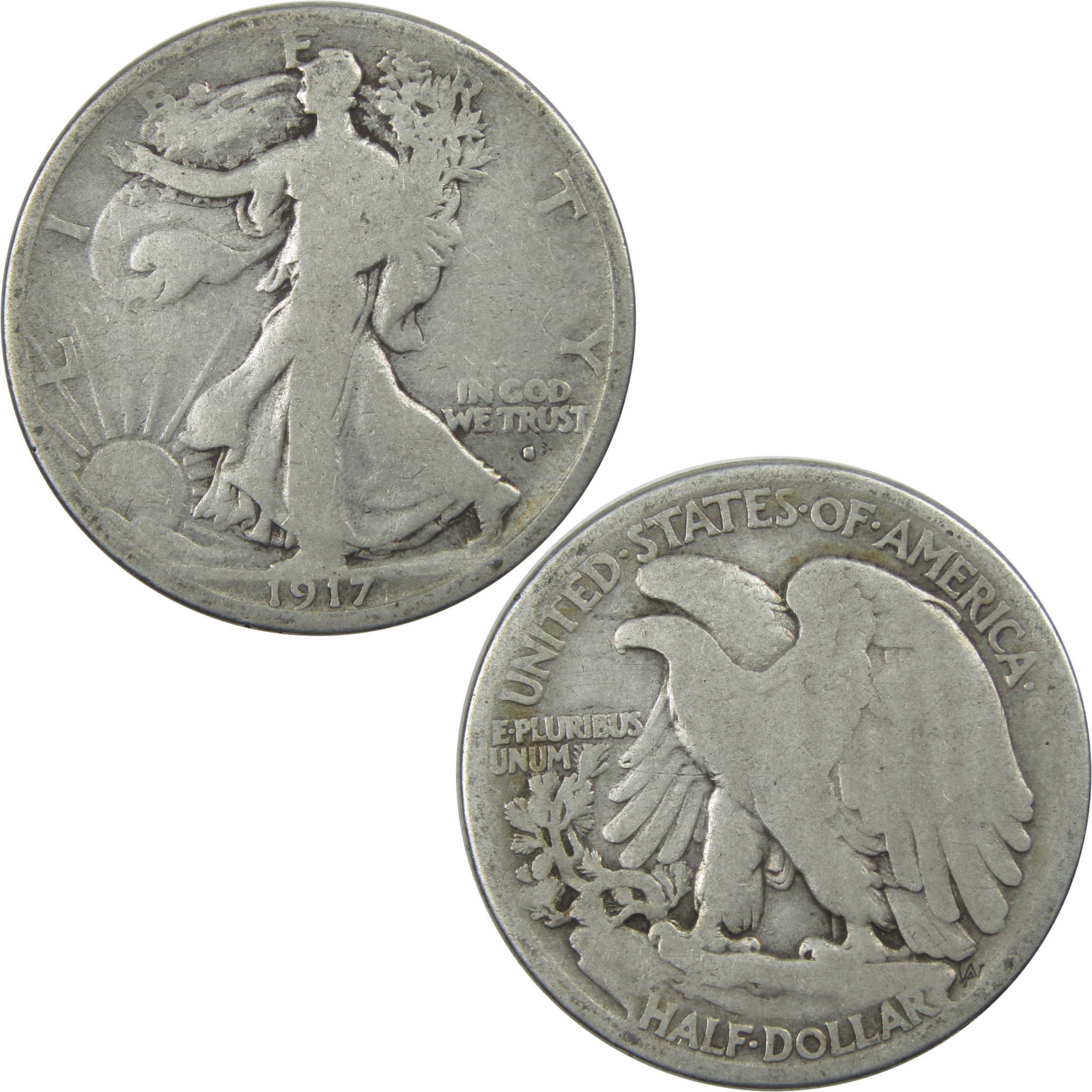 1917 S Obverse Liberty Walking Half Dollar VG Details SKU:I15259