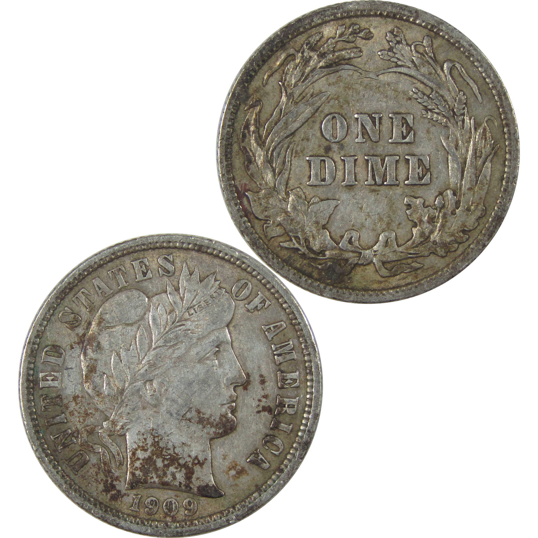 1909 Barber Dime XF EF Extremely Fine Silver 10c Coin SKU:I21104