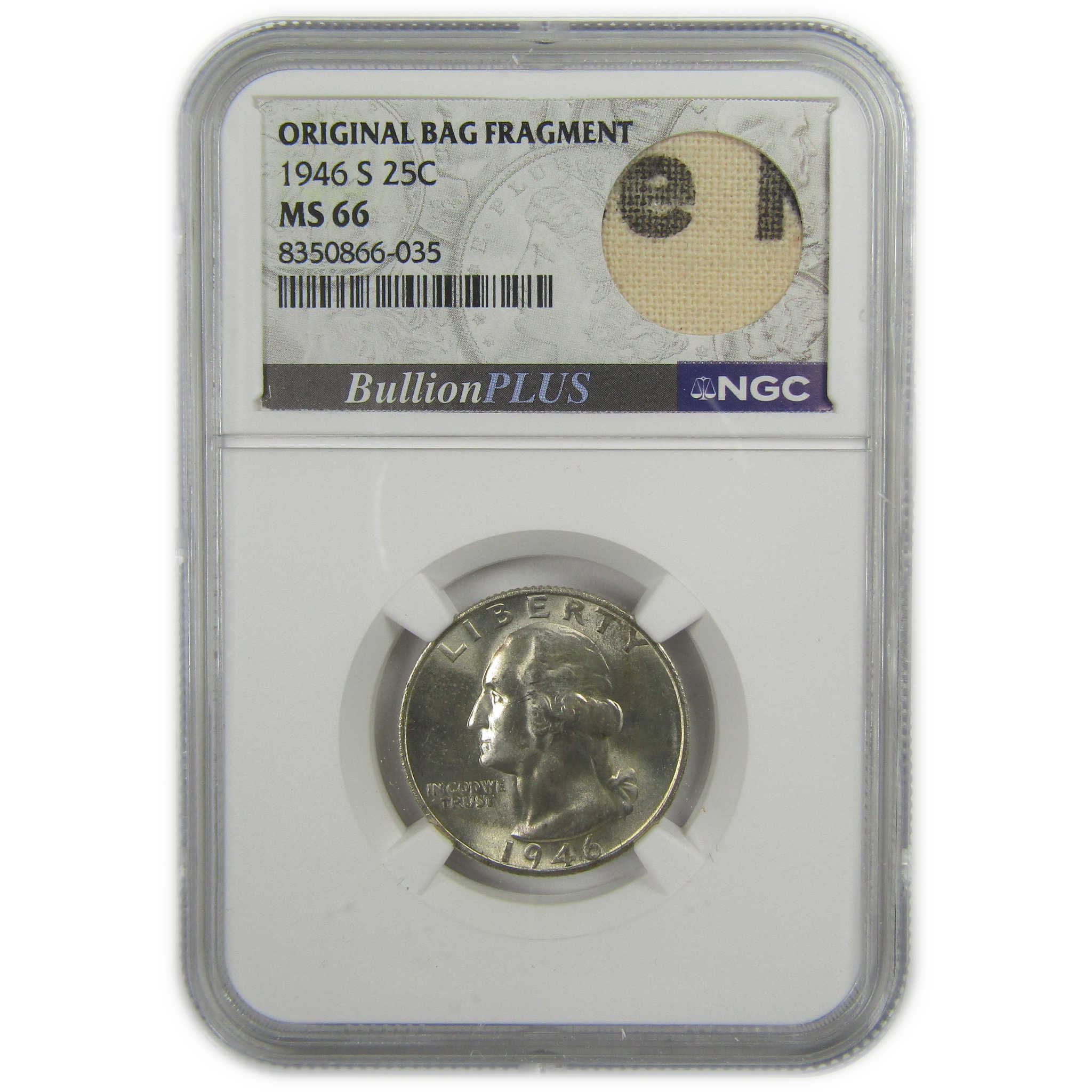 1946 S Washington Quarter MS 66 NGC Silver Bag Fragment SKU:I20511