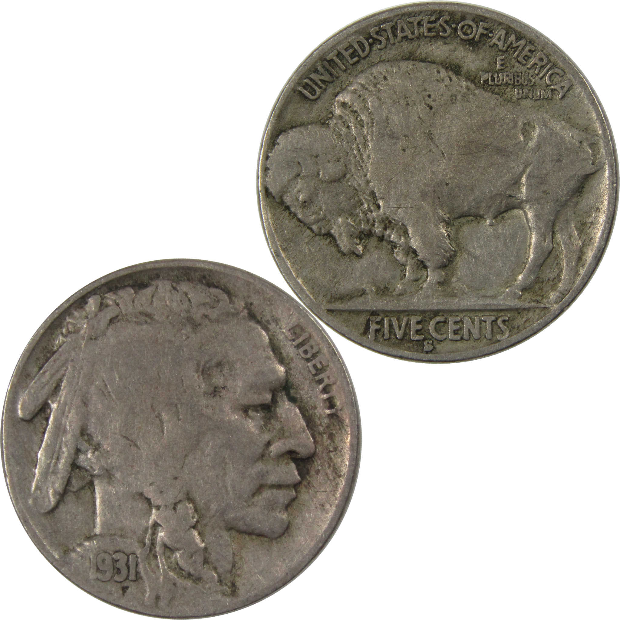 1931 S Indian Head Buffalo Nickel F Fine 5c Coin SKU:I23473