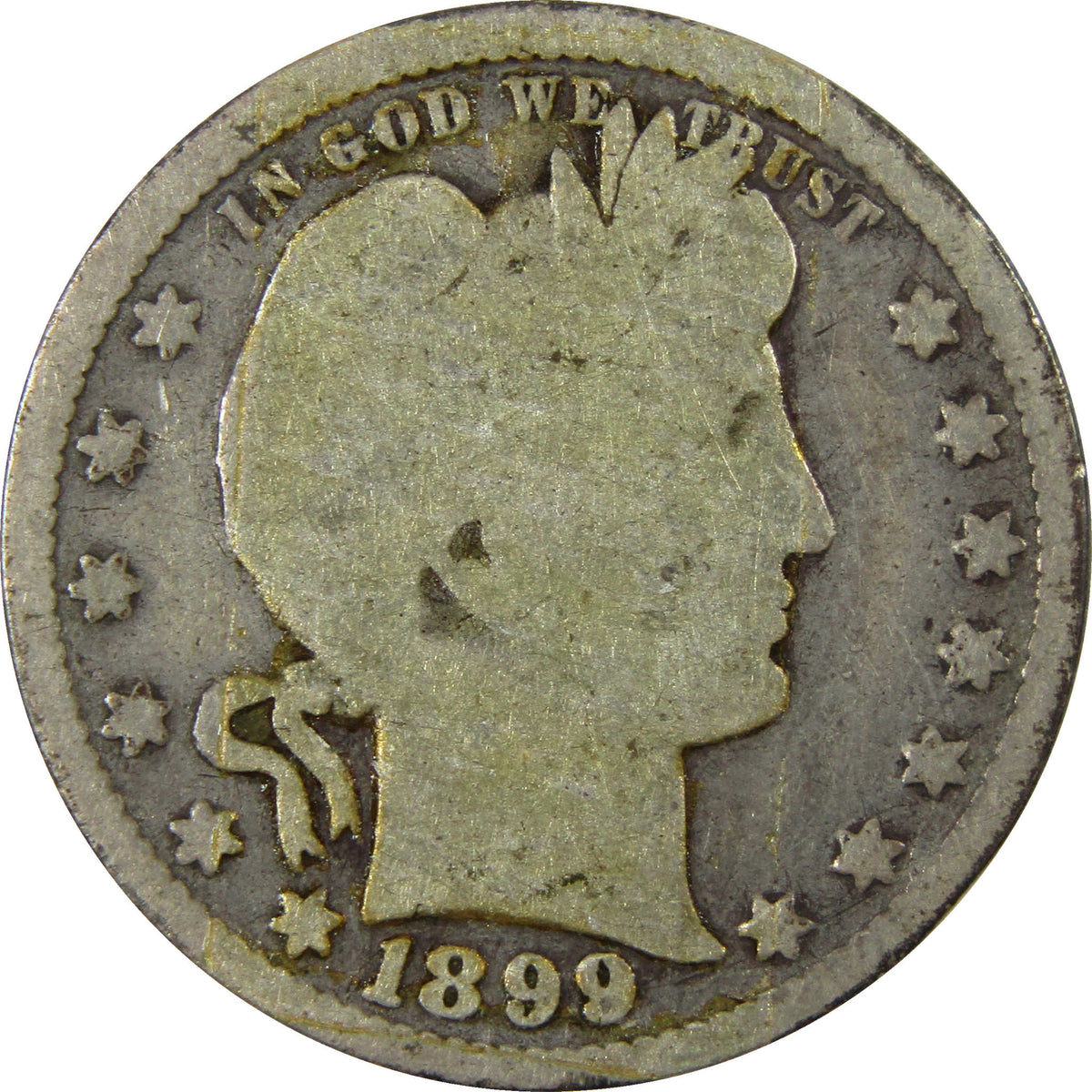 1899 Barber Silver Quarter G Good 25c Coin Collectible SKU:I28506