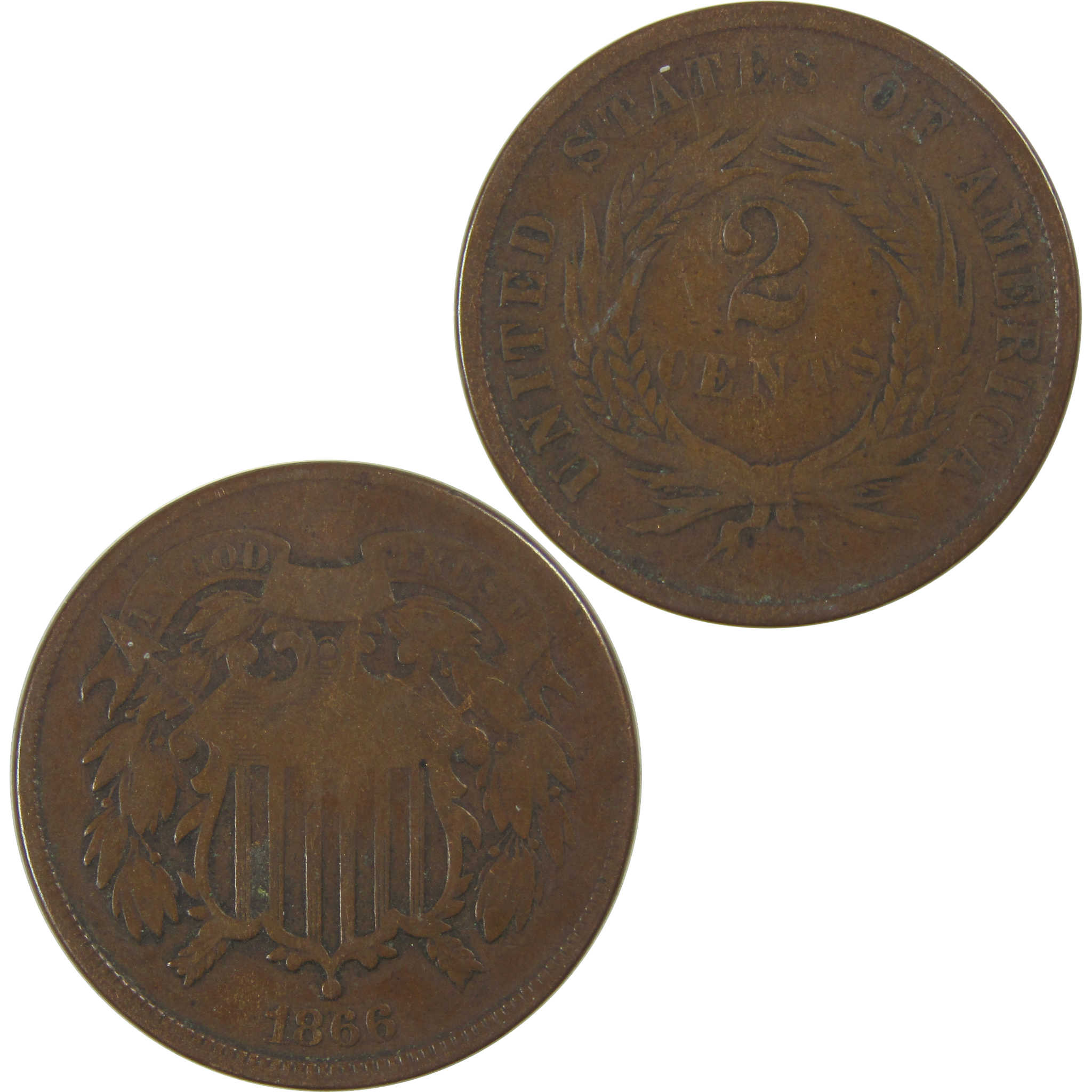 1866 Two Cent Piece VG Very Good 2c Coin SKU:CPC0730