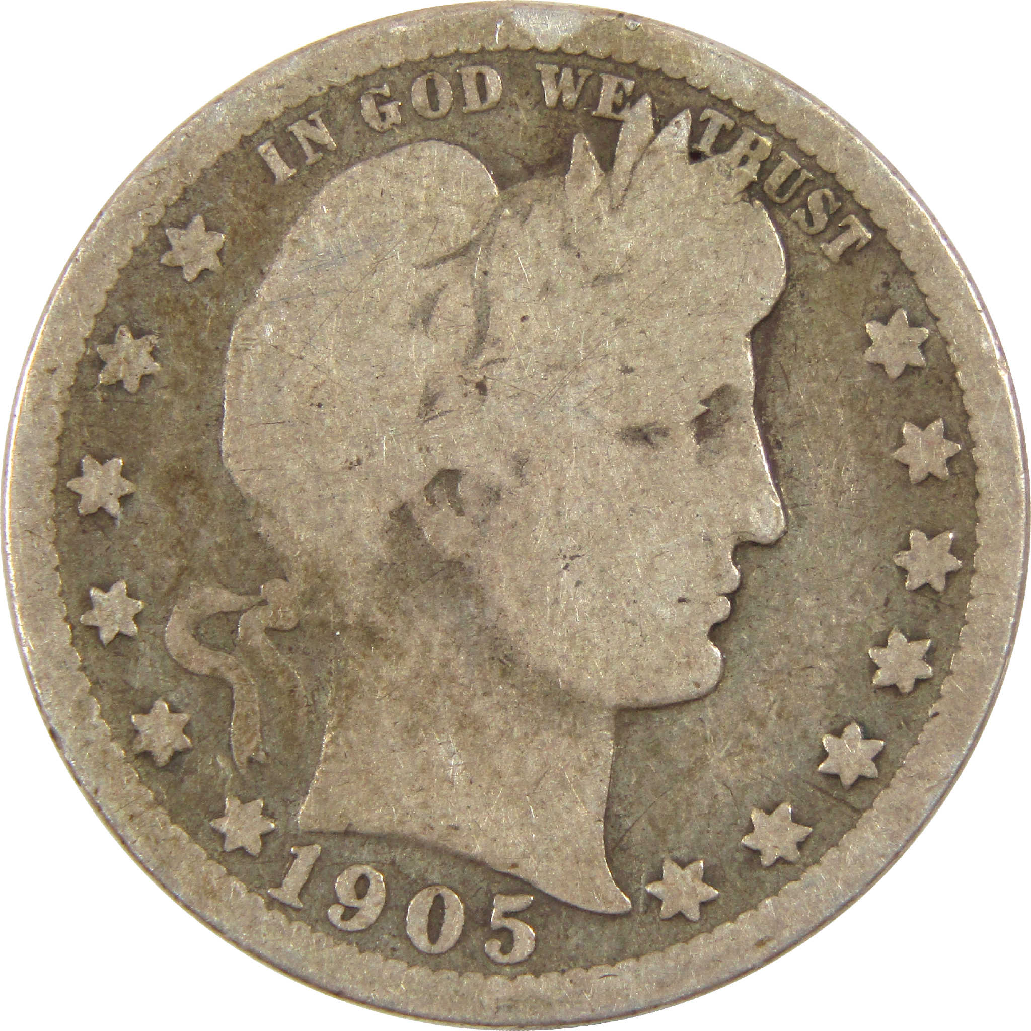 1905 Barber Quarter AG About Good Silver 25c Coin SKU:I11410