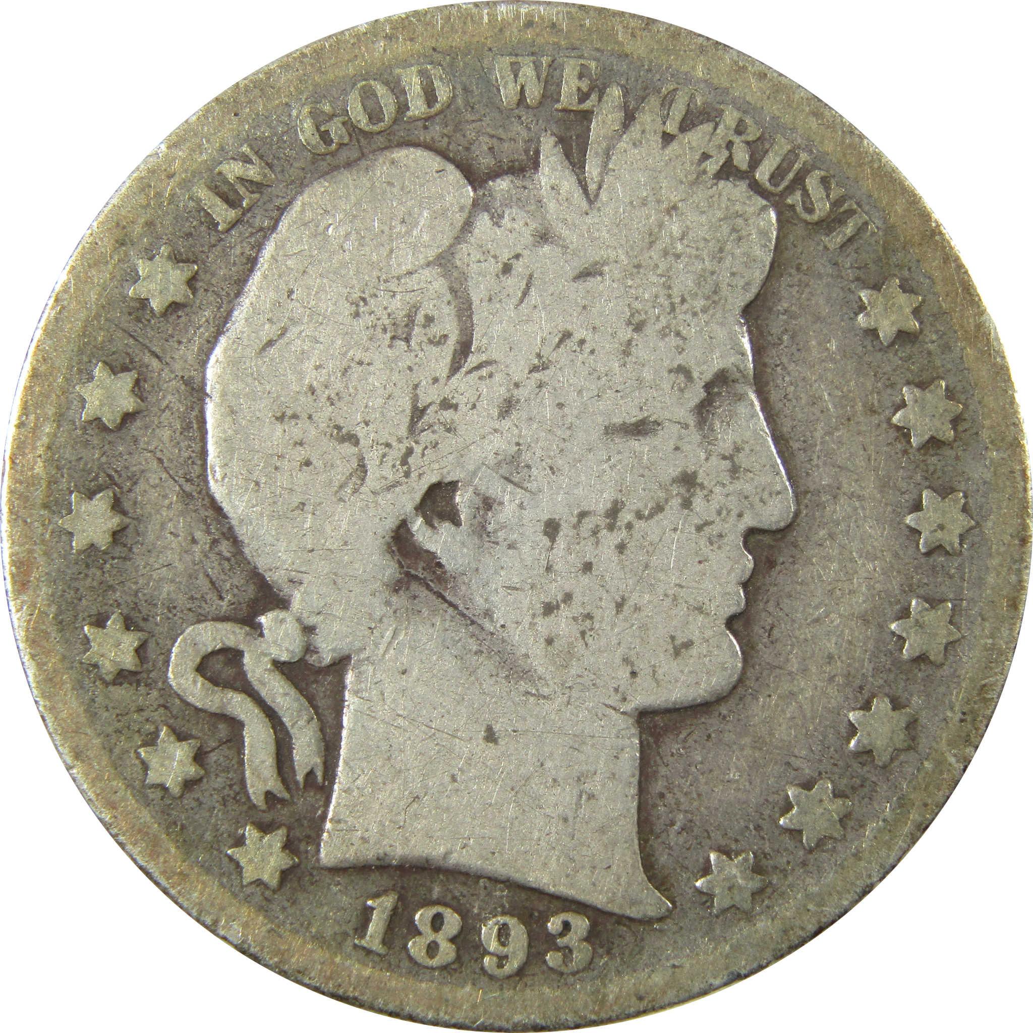 1893 S Barber Silver Half Dollar AG About Good 50c CoinSKU:CP1473