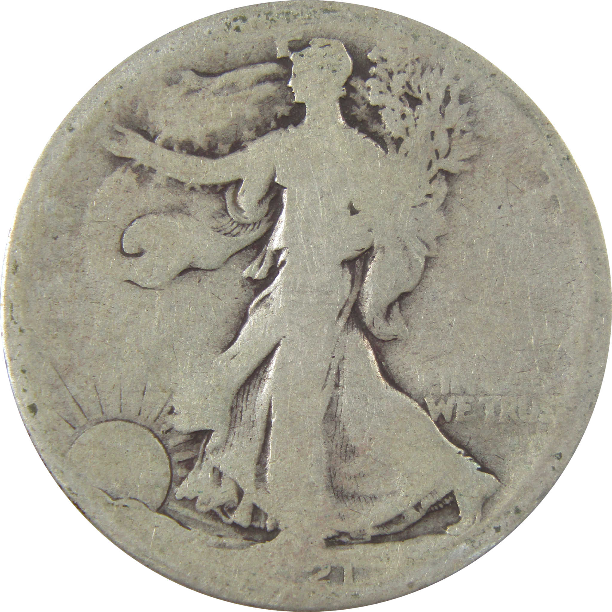 1921 S Liberty Walking Silver Half Dollar AG About Good SKU:I24106