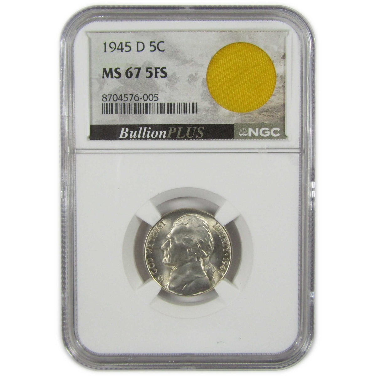 1945 D Jefferson Wartime Silver Nickel MS 67 5FS NGC Coin SKU:I28721