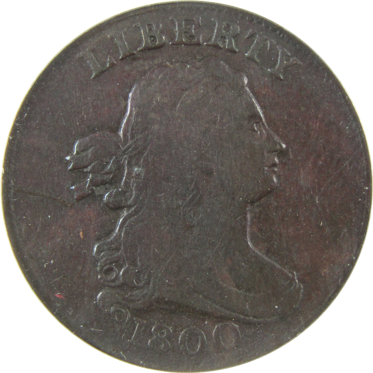 1800 C-1 Draped Bust Copper Half Cent F 12 Details ANACS SKU:I28566