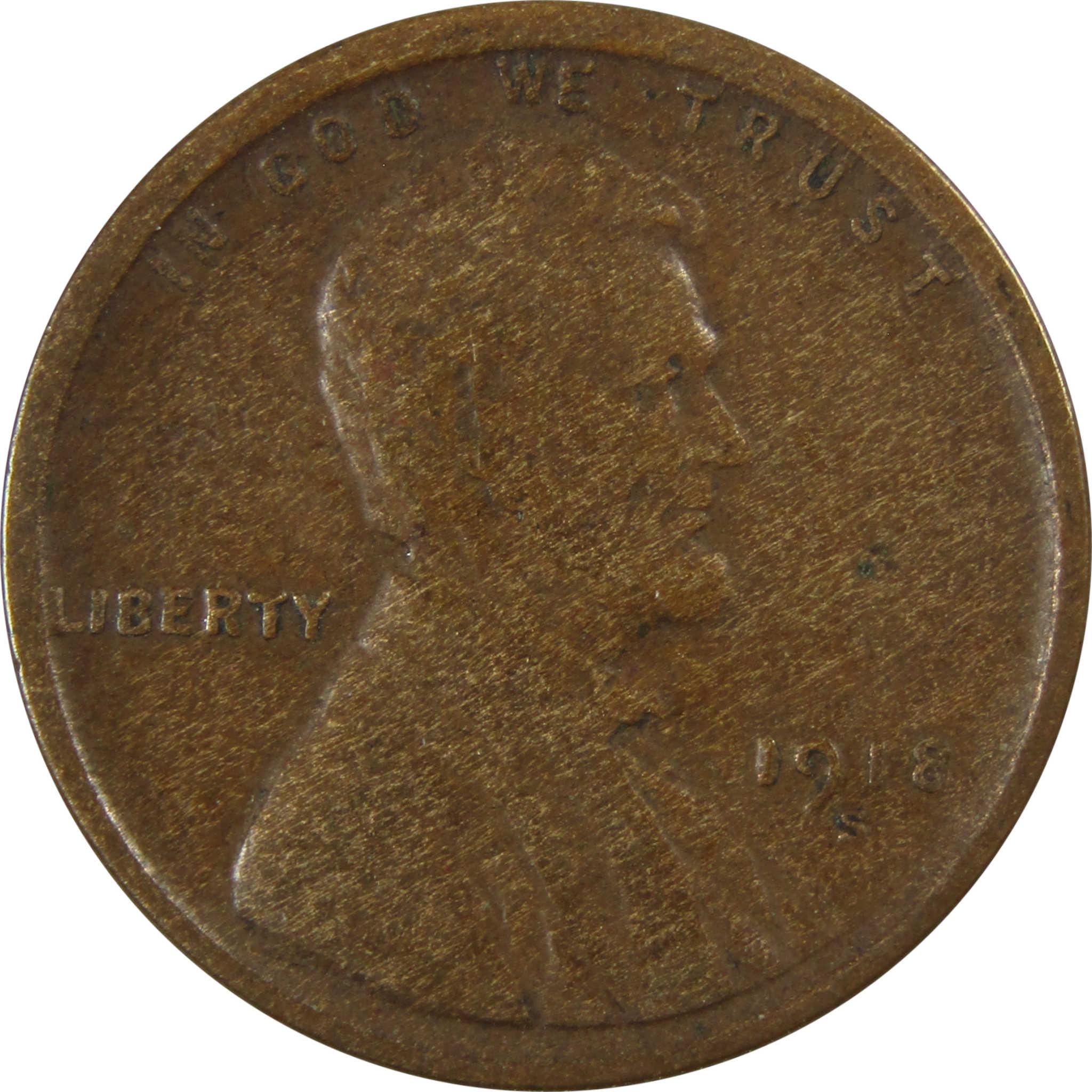 1918 S Lincoln Wheat Cent VF Very Fine Penny 1c Coin SKU:I25870