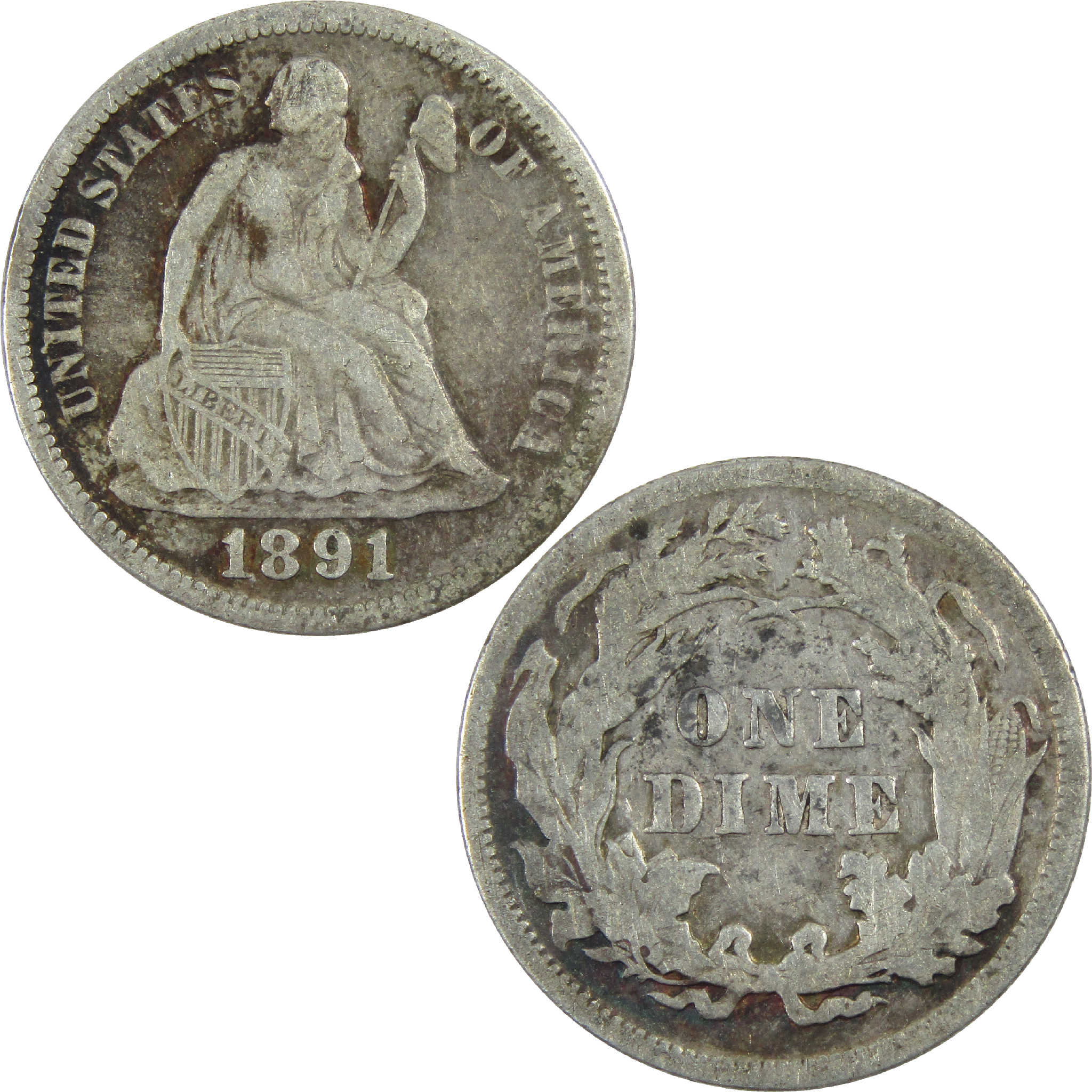 1891 Seated Liberty Dime VF Very Fine Silver 10c Coin SKU:I12271