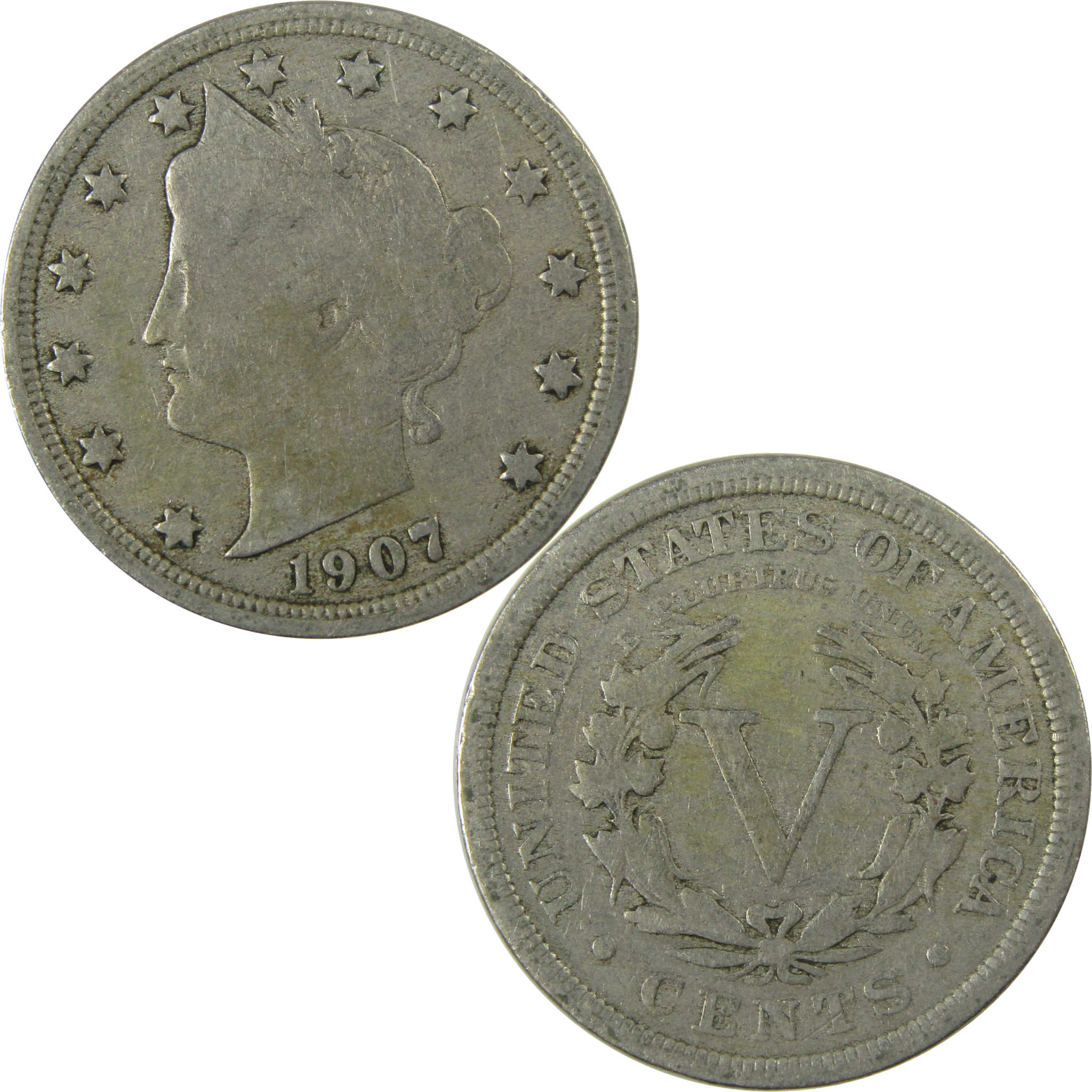 1907 Liberty Head V Nickel VG Very Good 5c Coin Collectible SKU:I26919