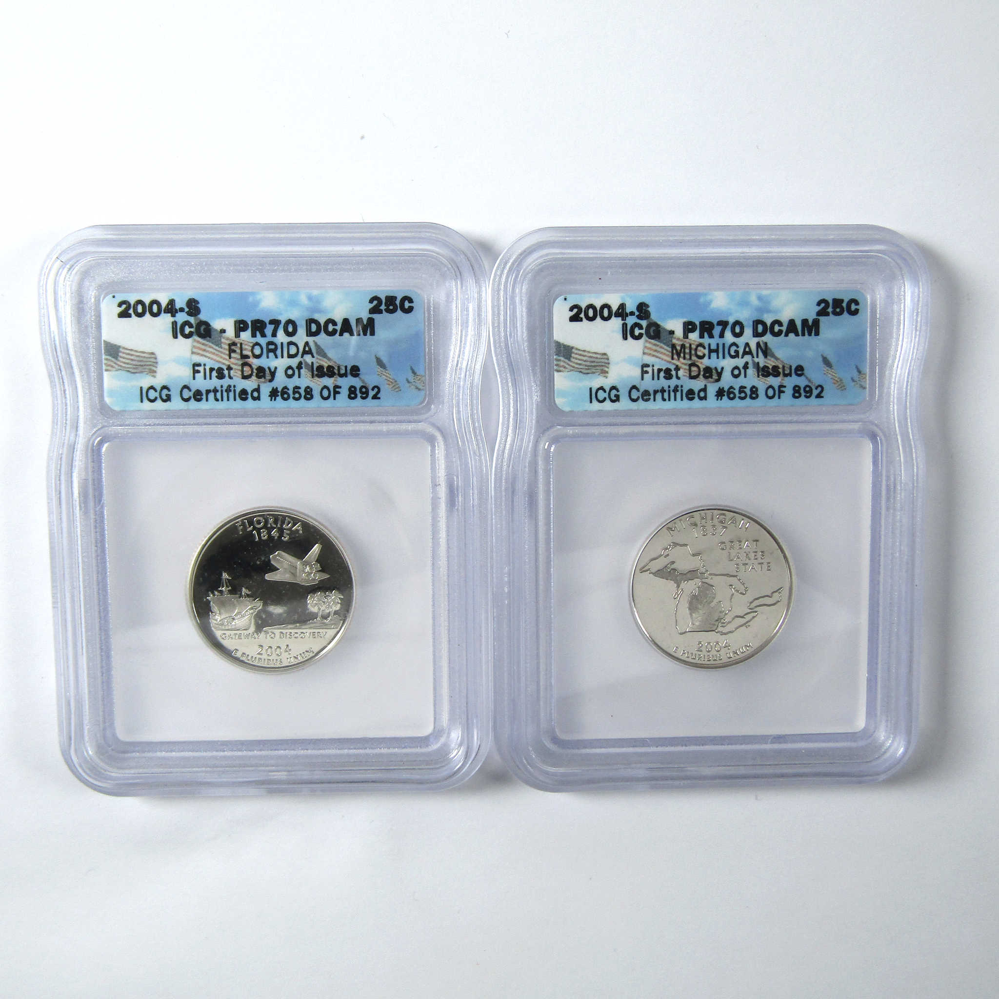 2004 S State 25c 5 Piece Set PR 70 DCAM ICG Clad First Day SKU:CPC6633