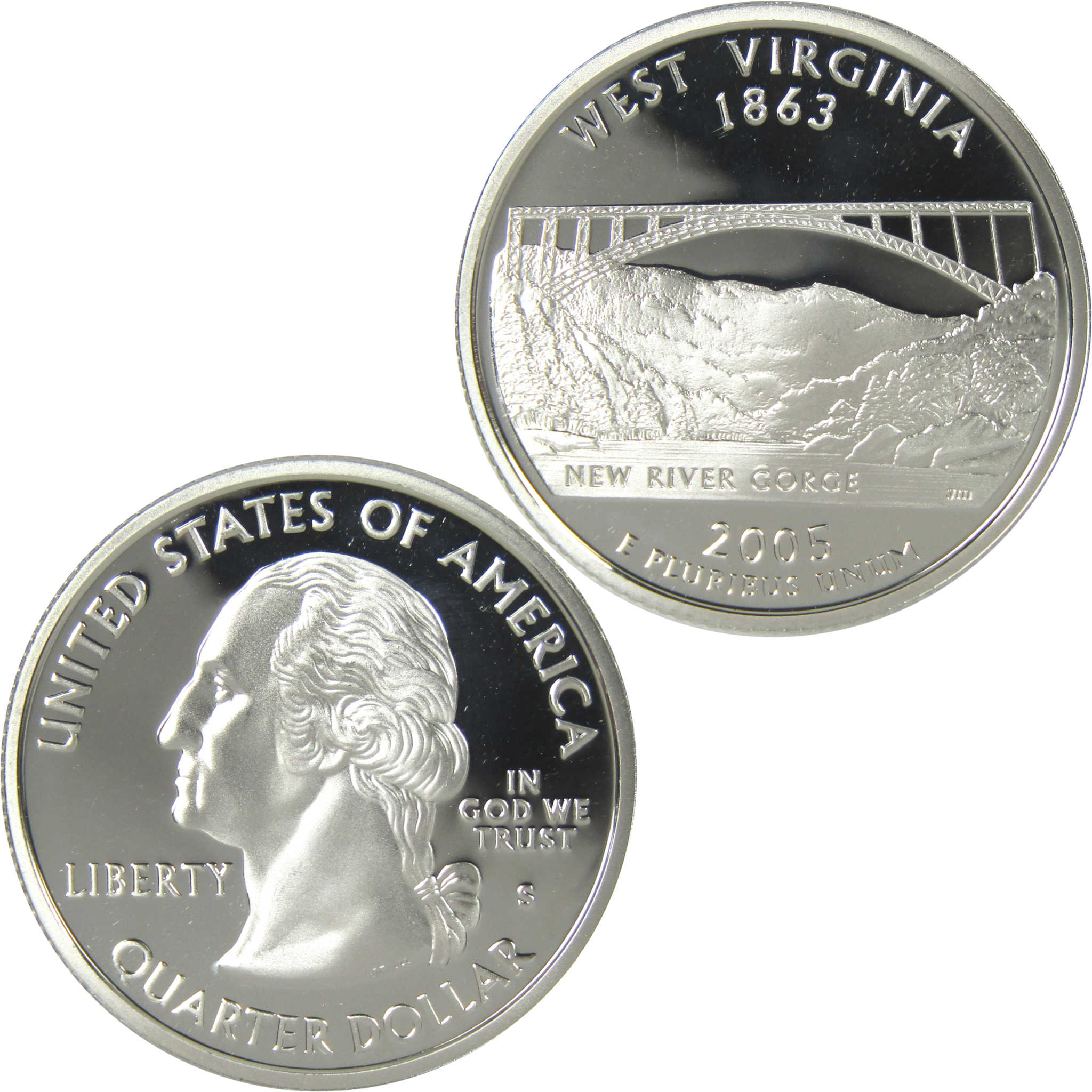 2005 S West Virginia State Quarter Choice Proof Silver 25c Coin