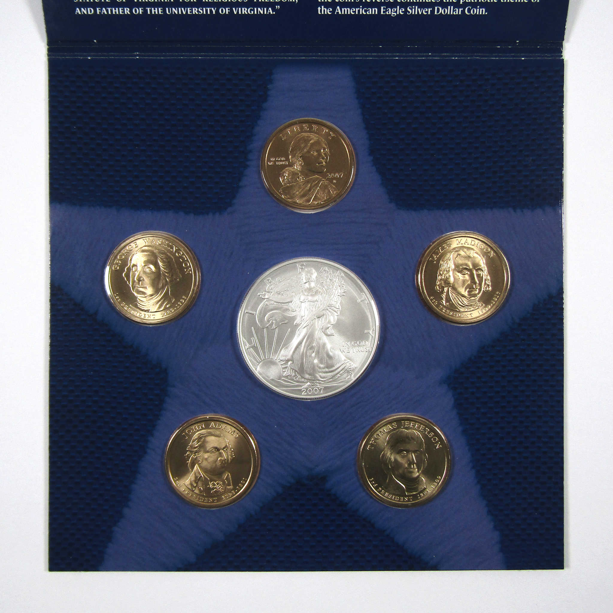 2007 U.S. Mint Annual Uncirculated Dollar Coin Set OGP COA SKU:CPC3765