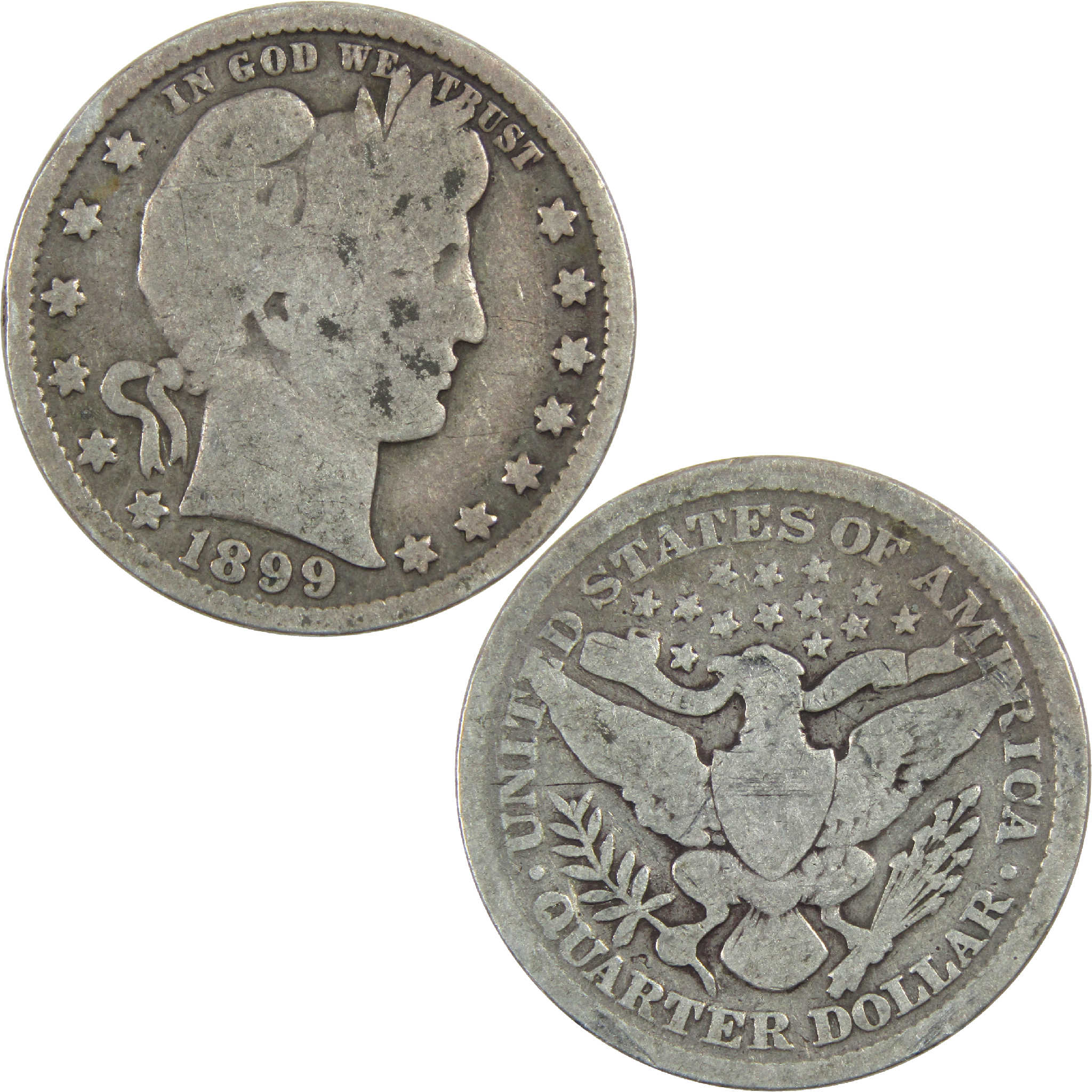 1899 Barber Quarter G Good Silver 25c Coin SKU:I13169