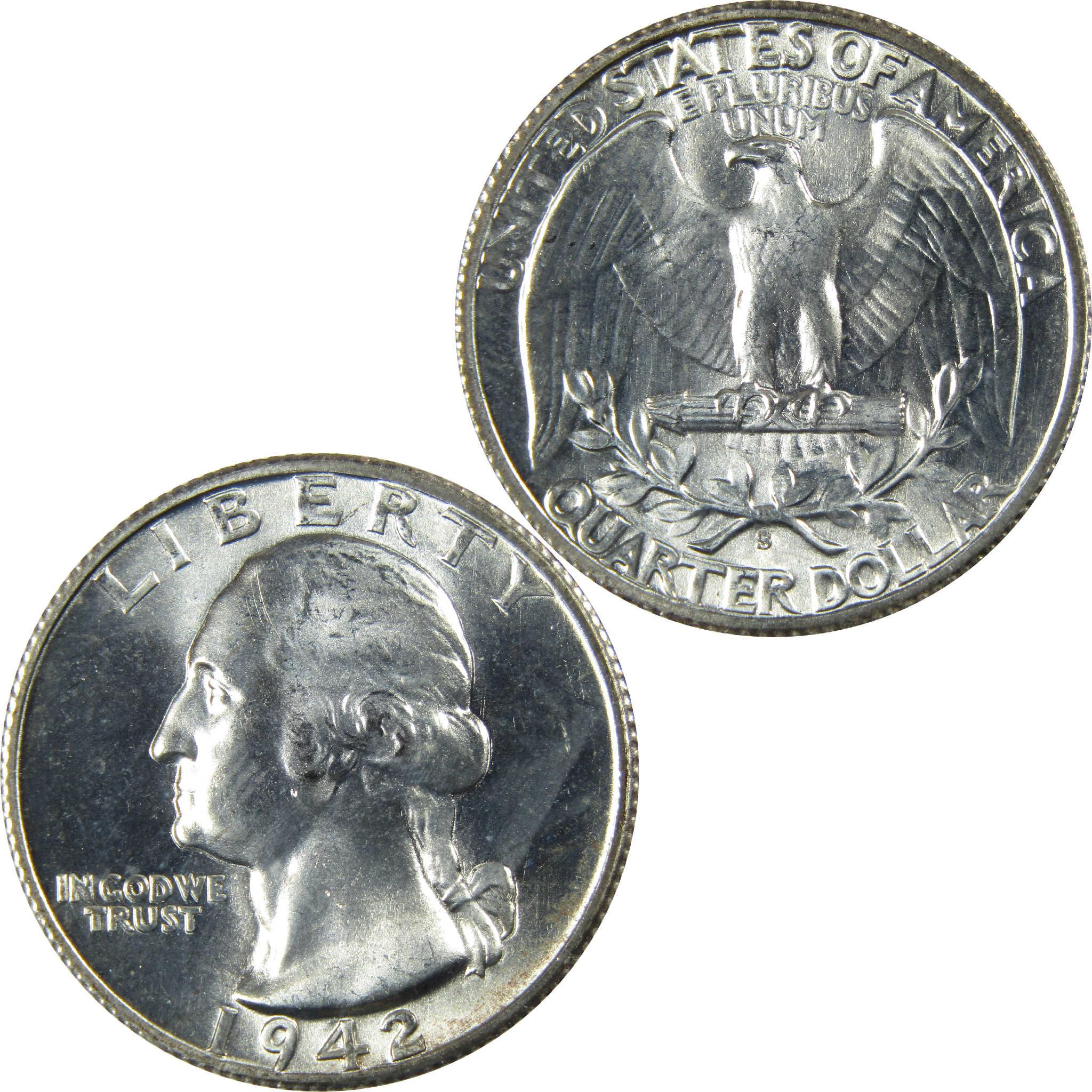 1942 S Washington Silver Quarter BU Choice Uncirculated Mint State