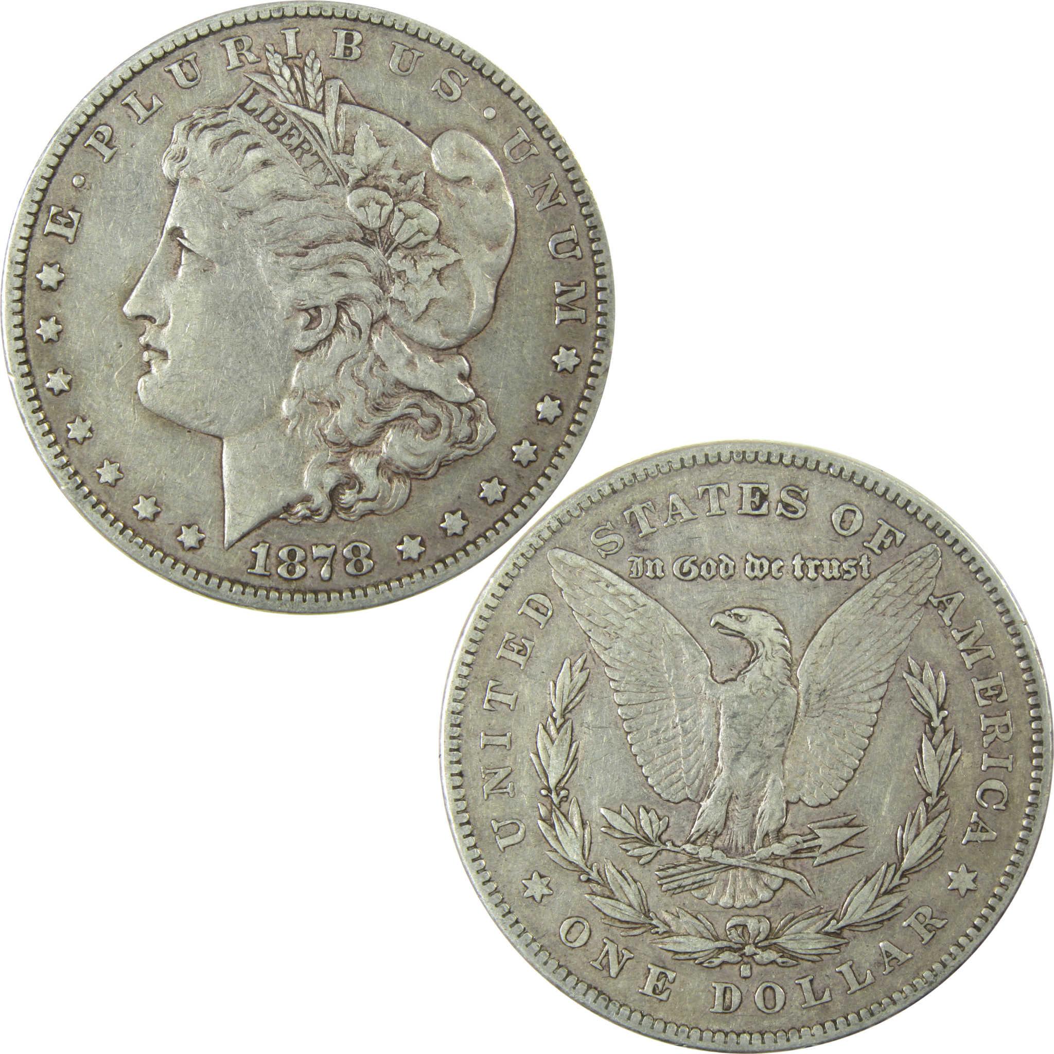 1878 S Long Nock Morgan Silver Dollar VF Very Fine $1 Coin SKU:I25337 - Morgan coin - Morgan silver dollar - Morgan silver dollar for sale - Profile Coins &amp; Collectibles