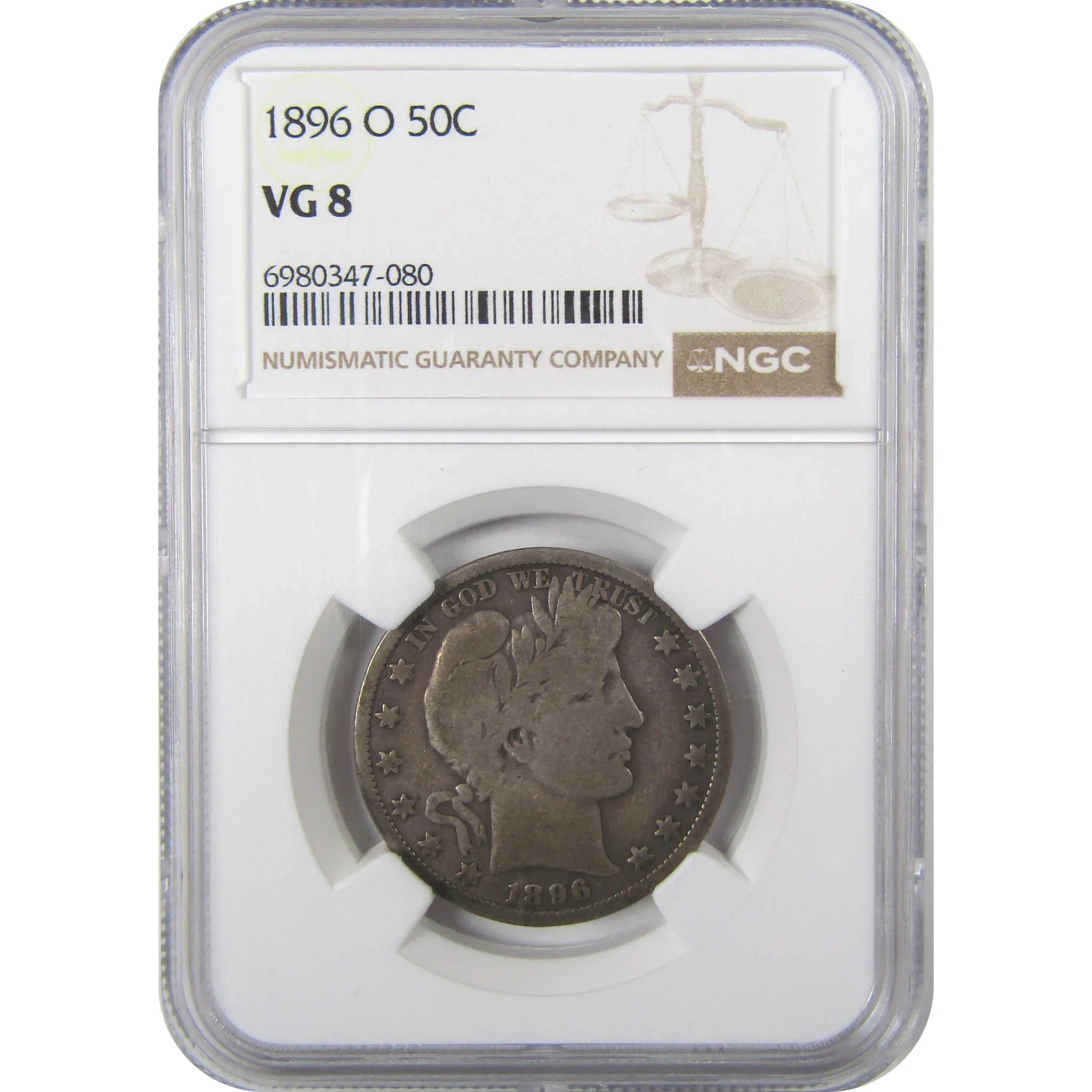 1896 O Barber Silver Half Dollar VG 8 NGC 50c Coin SKU:I23298