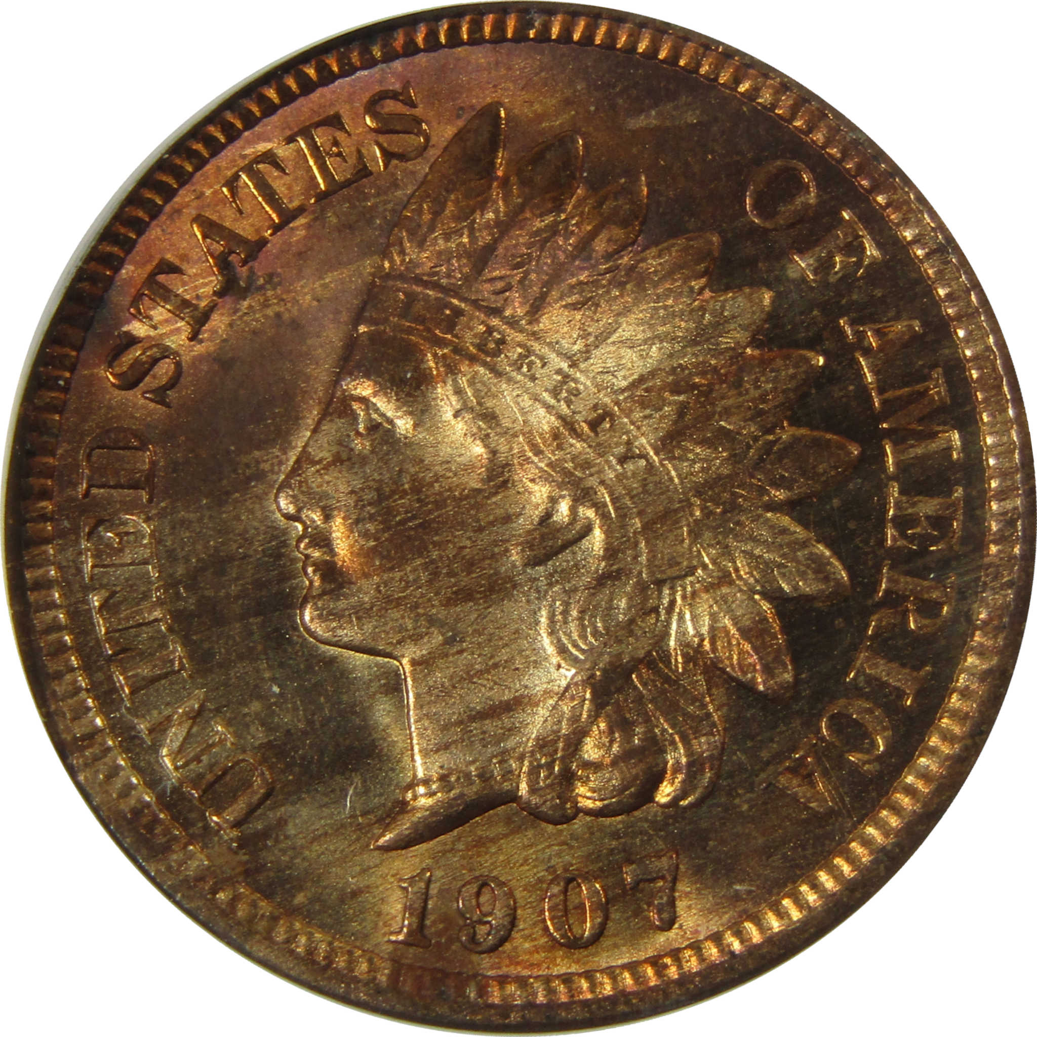 1907 Indian Head Cent MS 64 RB ANACS Uncirculated Penny SKU:I28316