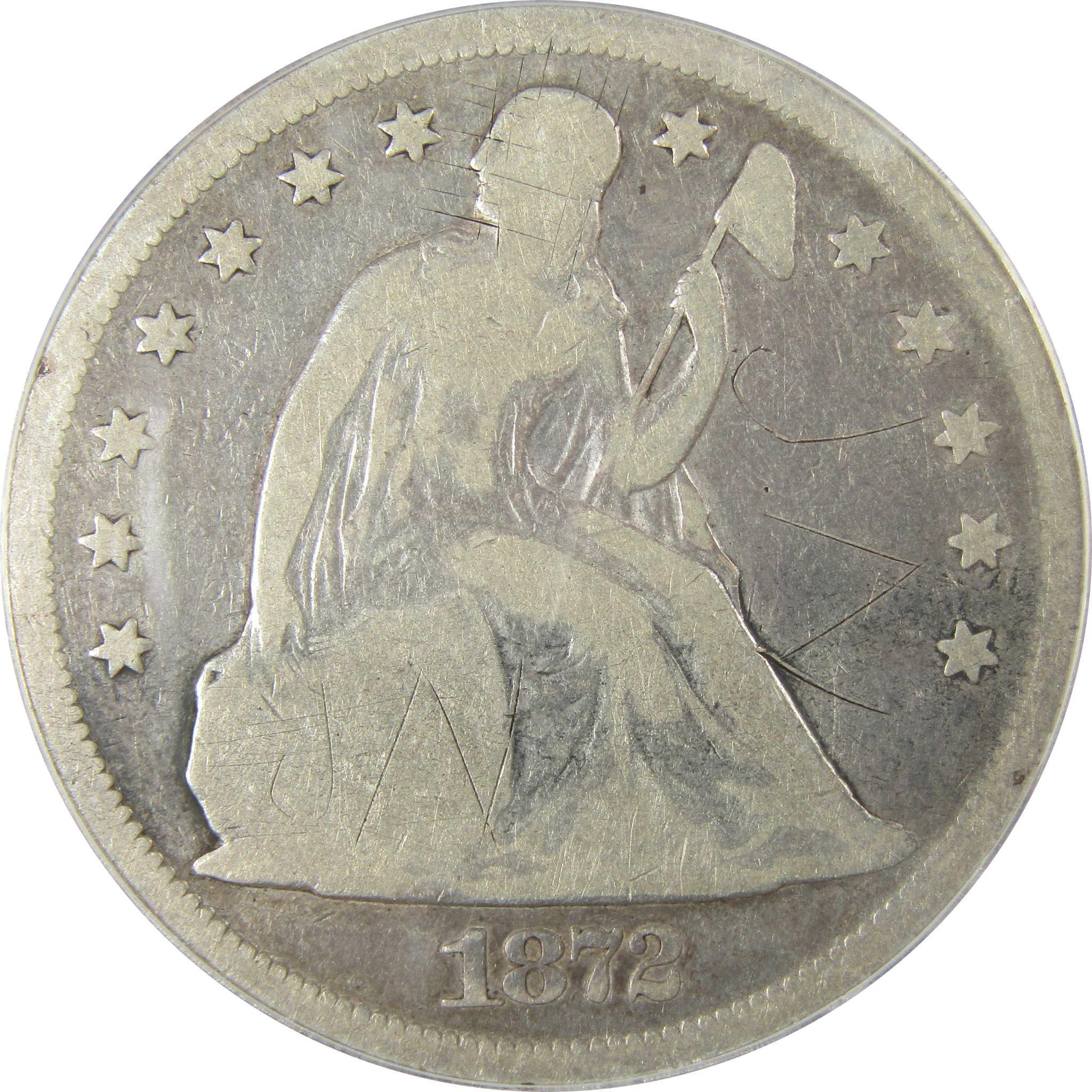 1872 Seated Liberty Silver Dollar G 4 Details ANACS $1 Coin SKU:CP818